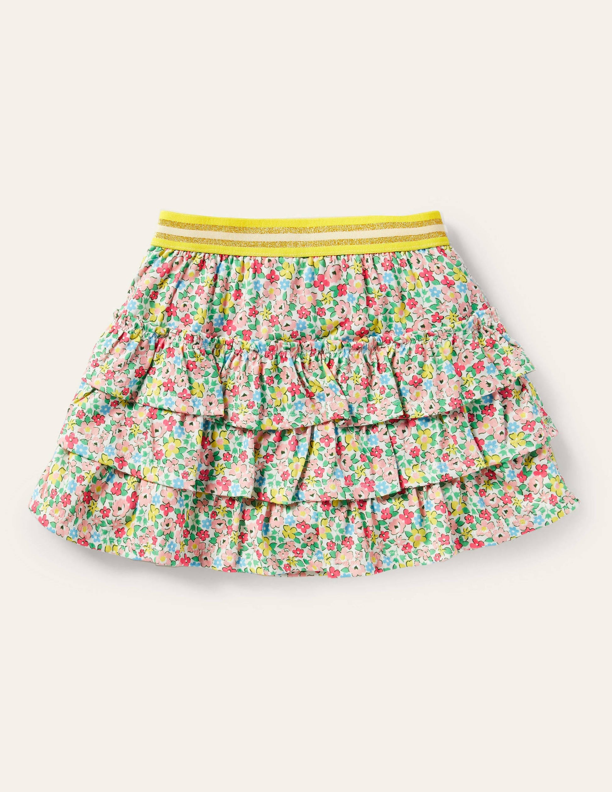 Jersey-Skort mit Rüschen-Bunt, Frühlingsblumen-2