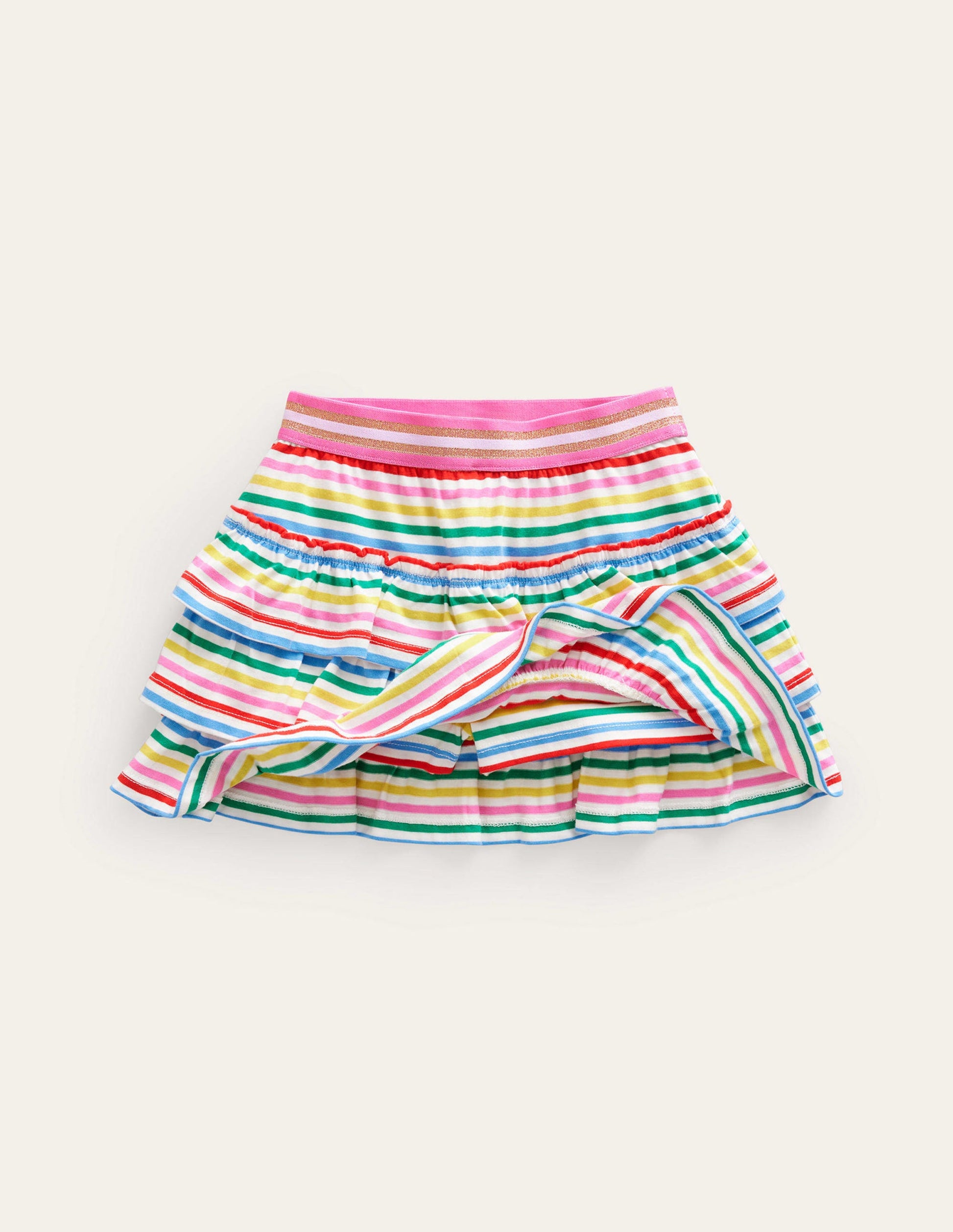 Jersey-Skort mit Rüschen-Bunt, Blockfarben-4