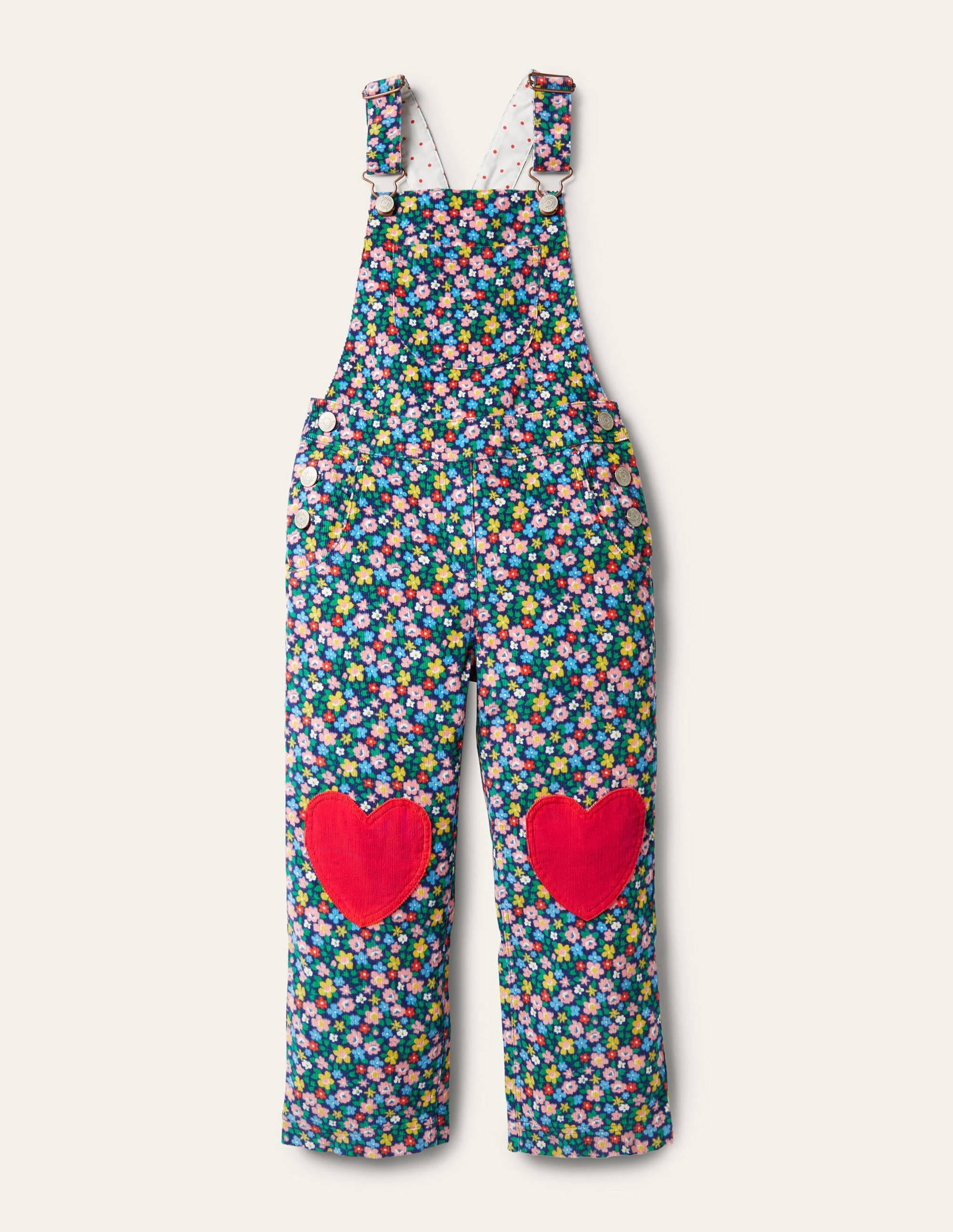 Heart Patch Dungaree-Starboard Blue Spring Floral - Image 1