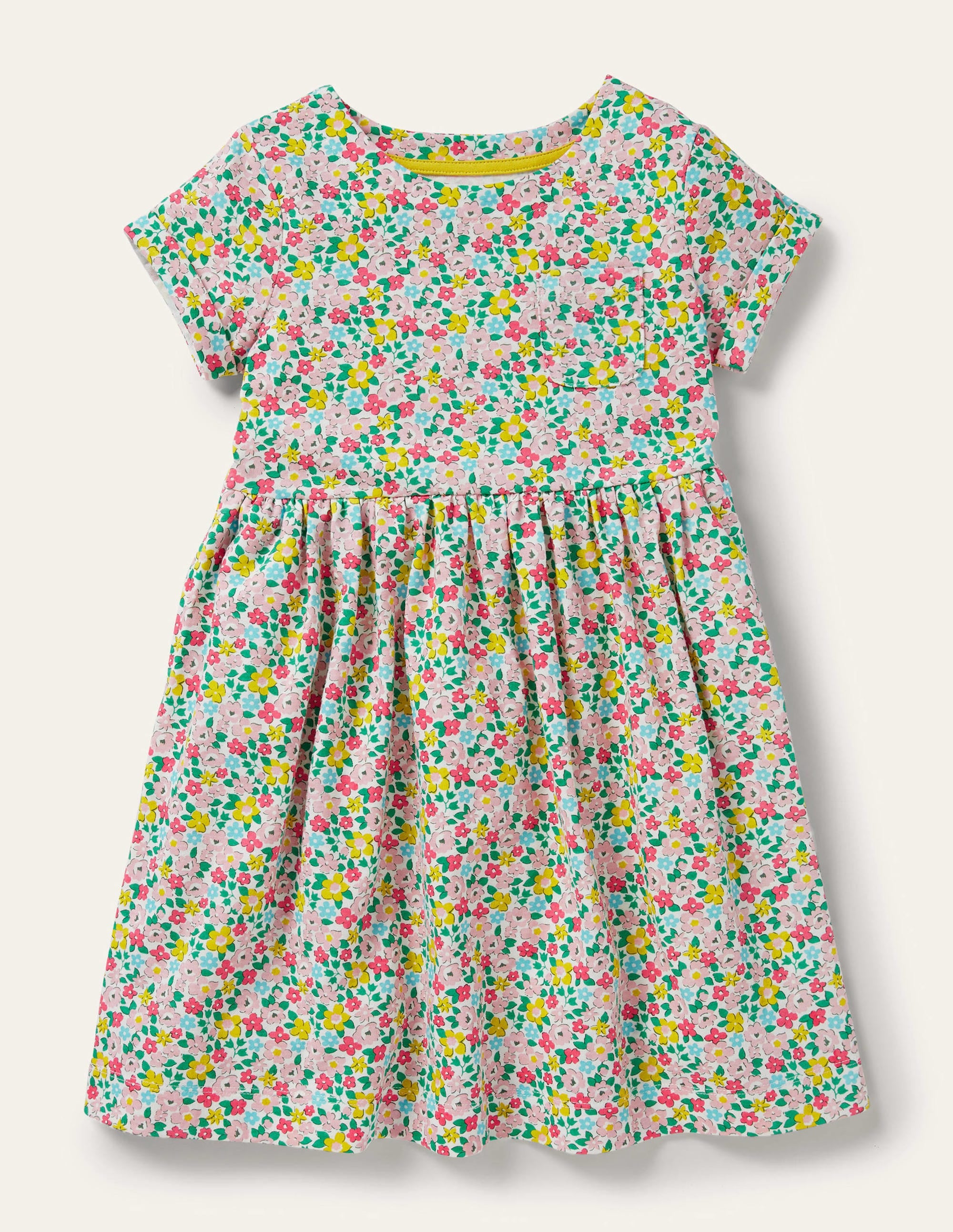 Fröhliches Jerseykleid-Bunt, Frühlingsblumen - Image 1