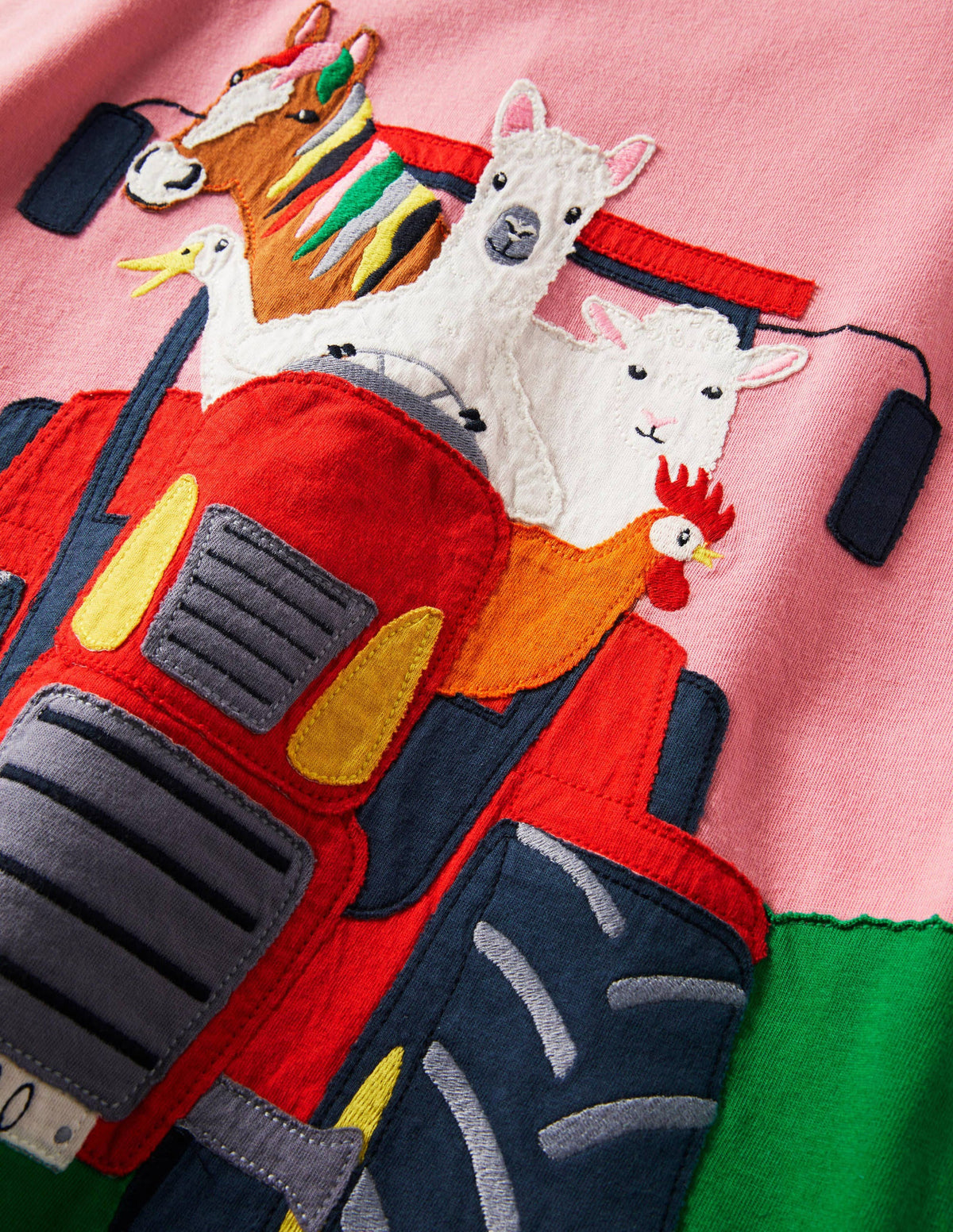 Langärmliges Kleid mit Applikation-Helles Blütenrosa, Traktor - Image 3