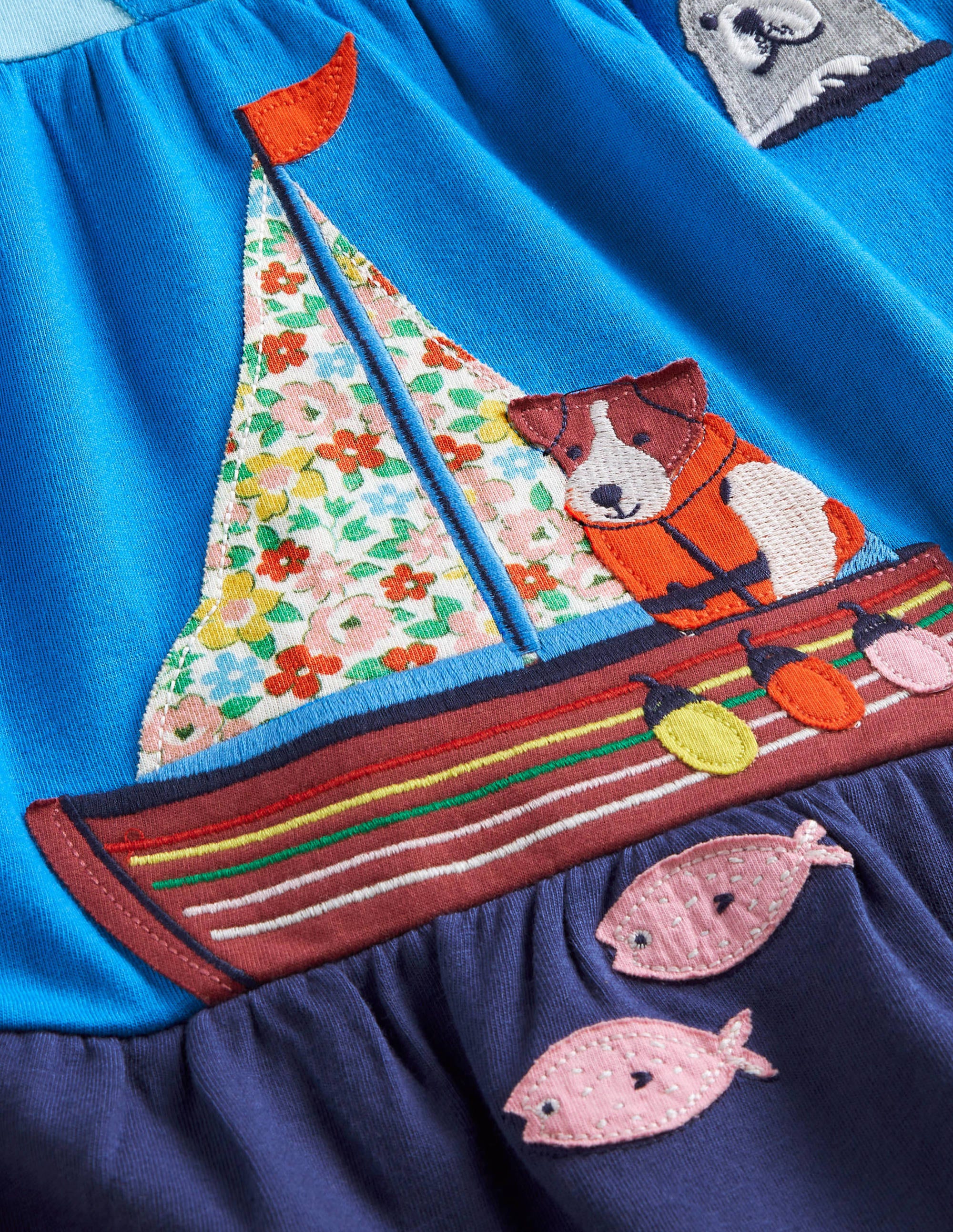 Stufenkleid mit Applikation-Wasserblau, Meeresszene - Image 3