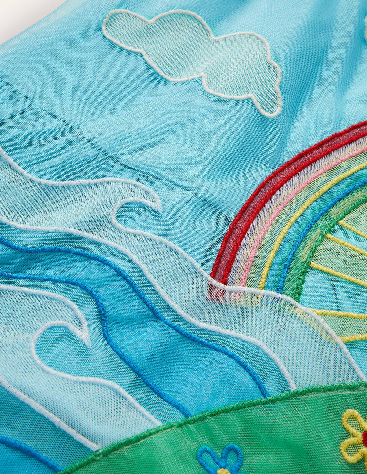 Tüllkleid aus Jersey mit Szenenmotiv-Wasserblau, Wetterszene - Image 3