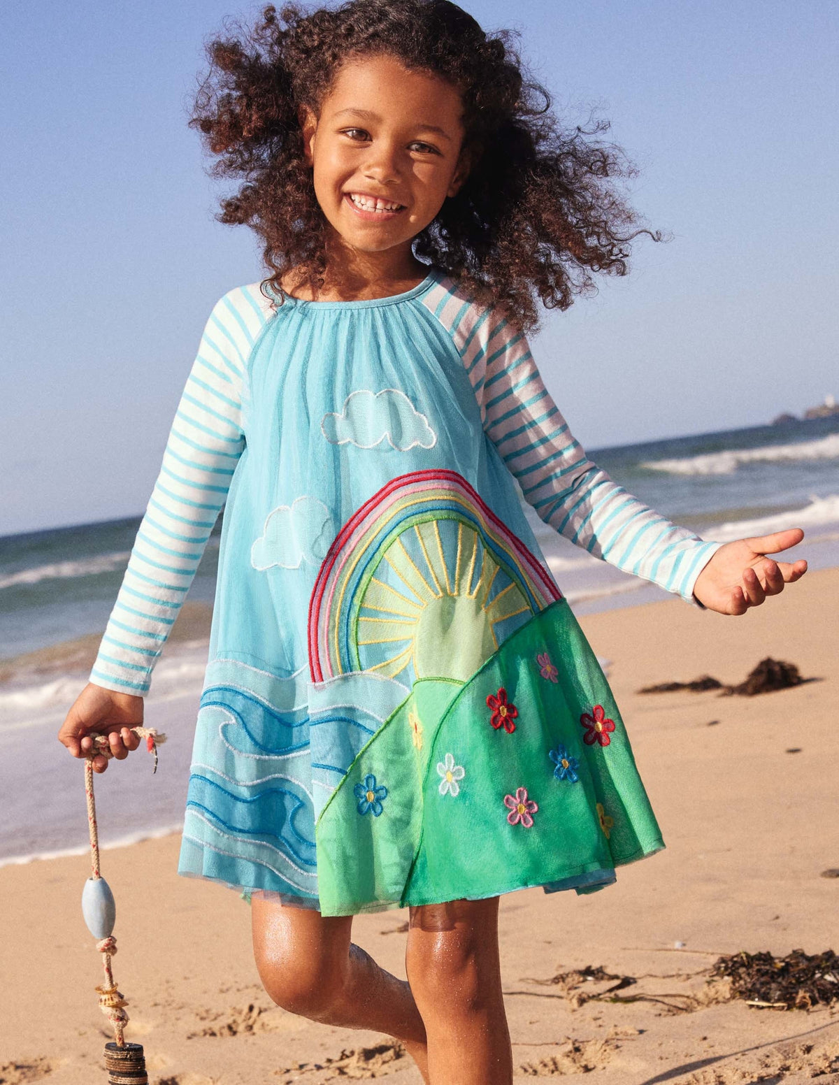 Tüllkleid aus Jersey mit Szenenmotiv-Wasserblau, Wetterszene - Image 4
