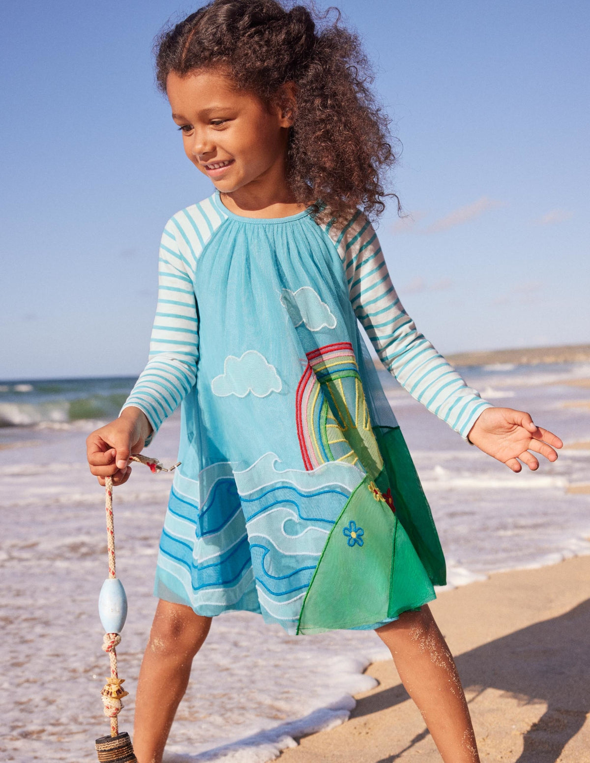 Tüllkleid aus Jersey mit Szenenmotiv-Wasserblau, Wetterszene - Image 5