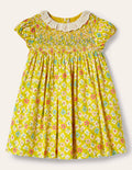 Robe à smocks et col-Clématite jaune maïs