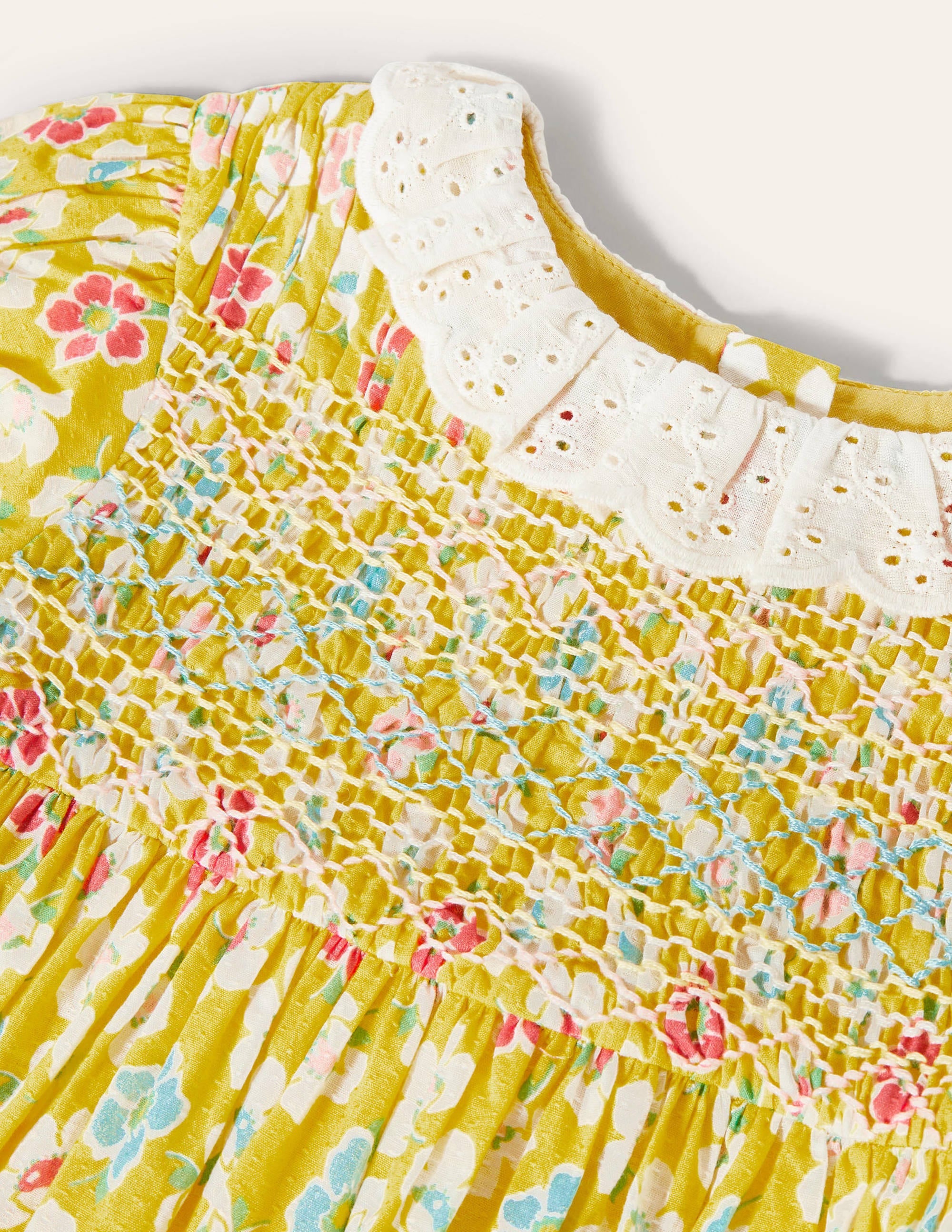 Robe à smocks et col-Clématite jaune maïs - Image 3