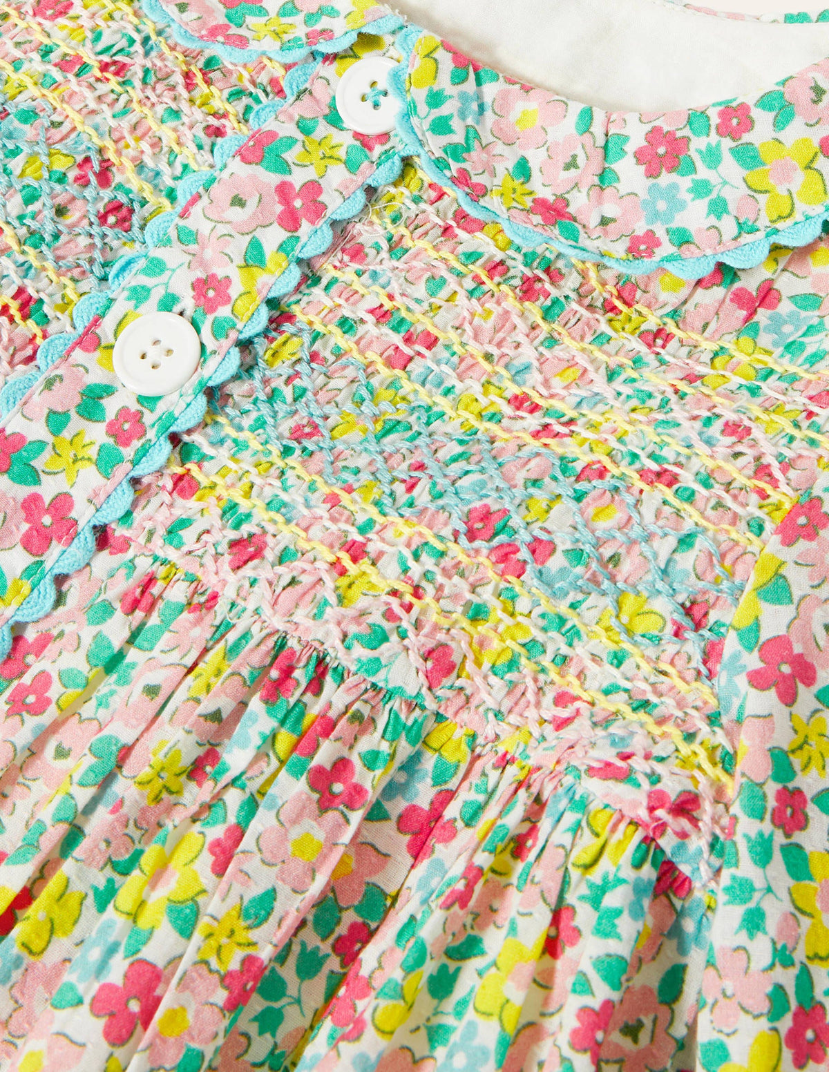 Smokkleid mit Knopfleiste-Bunt, Frühlingsblumen - Image 3