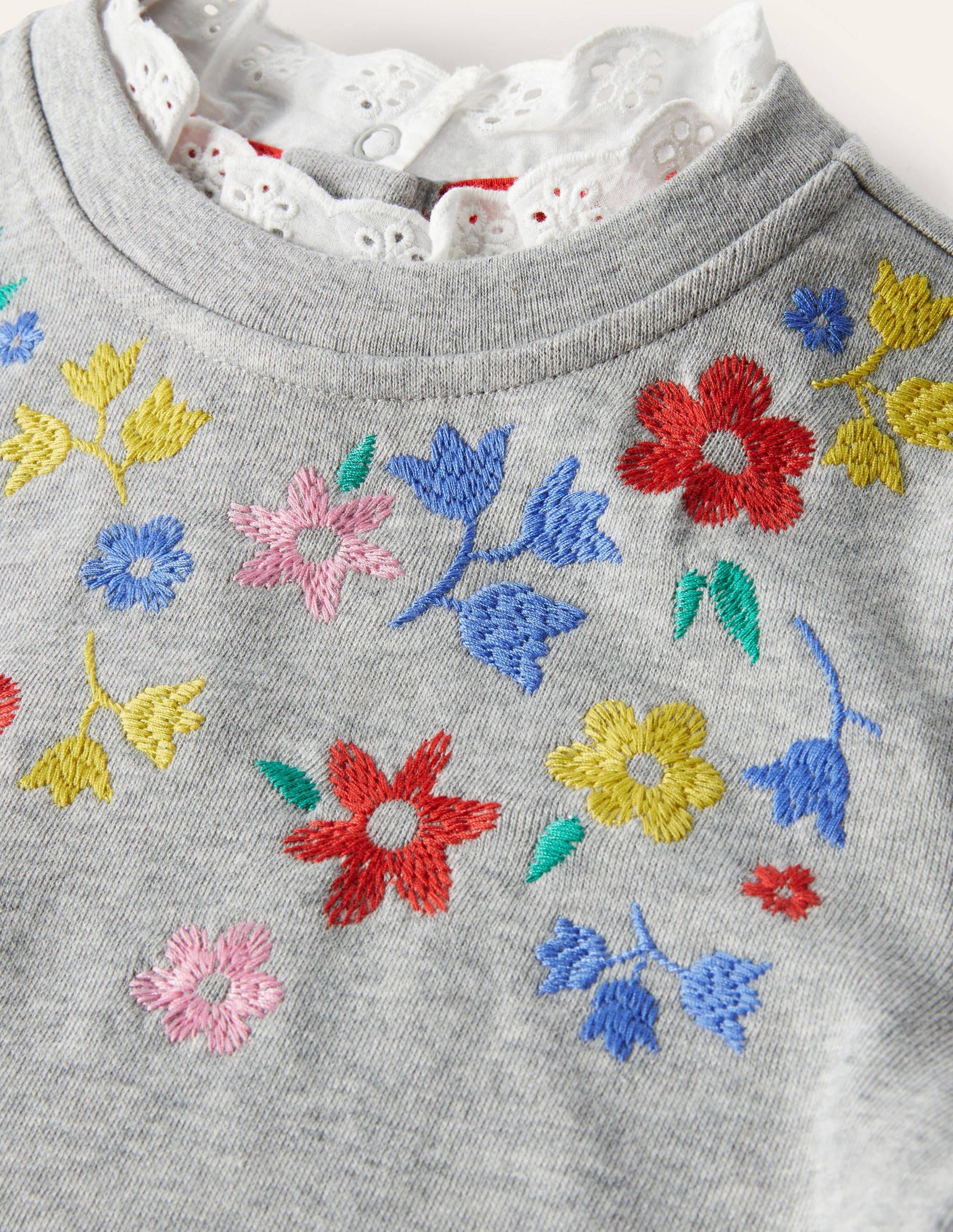 Embroidered Sweatshirt-Grey Marl Floral-3