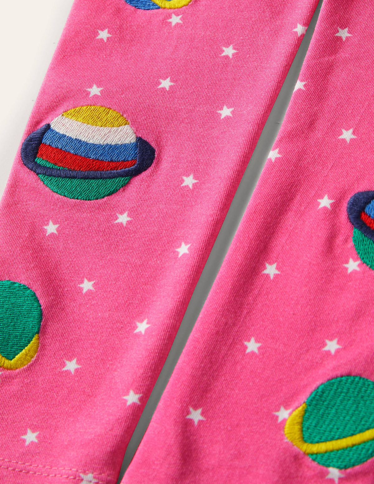 Fröhliche Leggings mit Applikation-Erdbeereisrosa, Leuchtendes Weltallmotiv-3