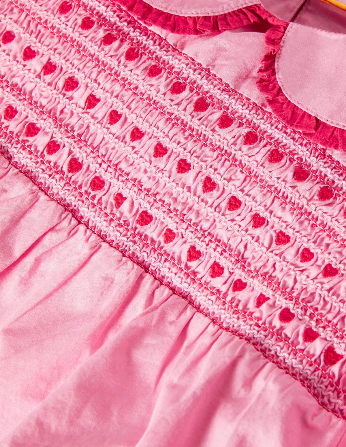 Top tissé à col et smocks-Rose formica - Image 3