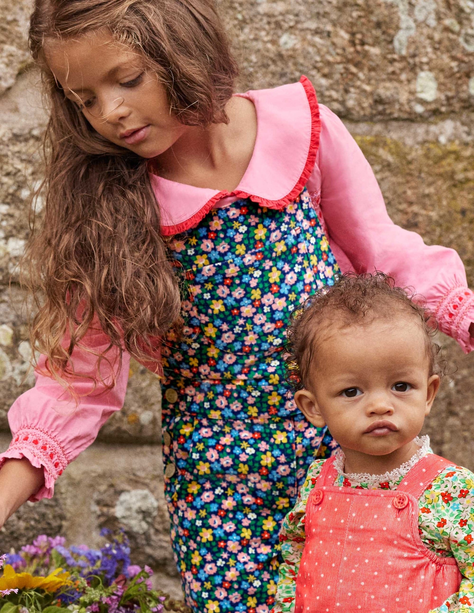 Top tissé à col et smocks-Rose formica-4