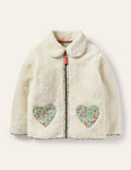 Teddy-Jacke mit durchgehendem Reißverschluss-Natur