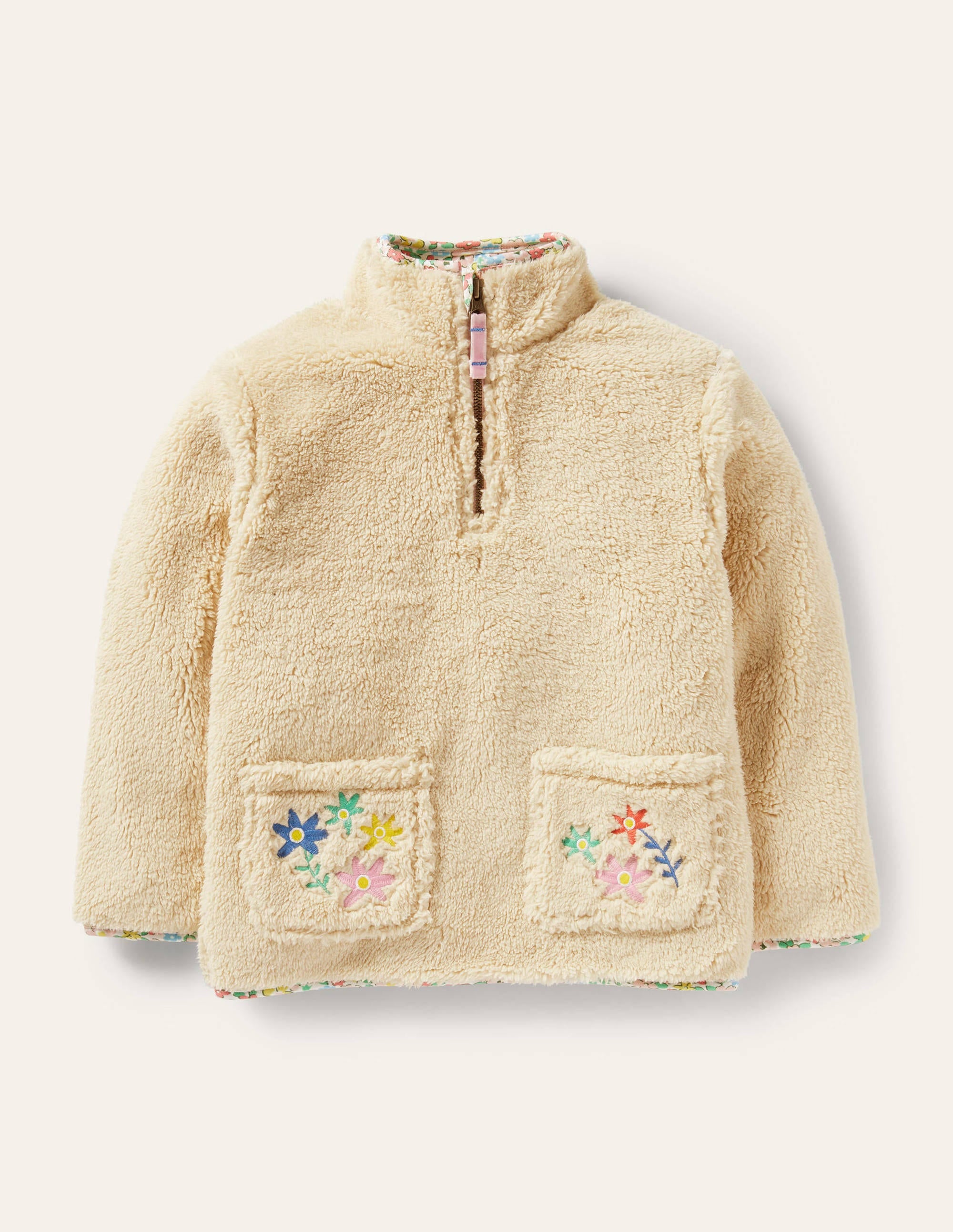 Sweat teddy bear partiellement zippé-Cheval brodé avoine - Image 1