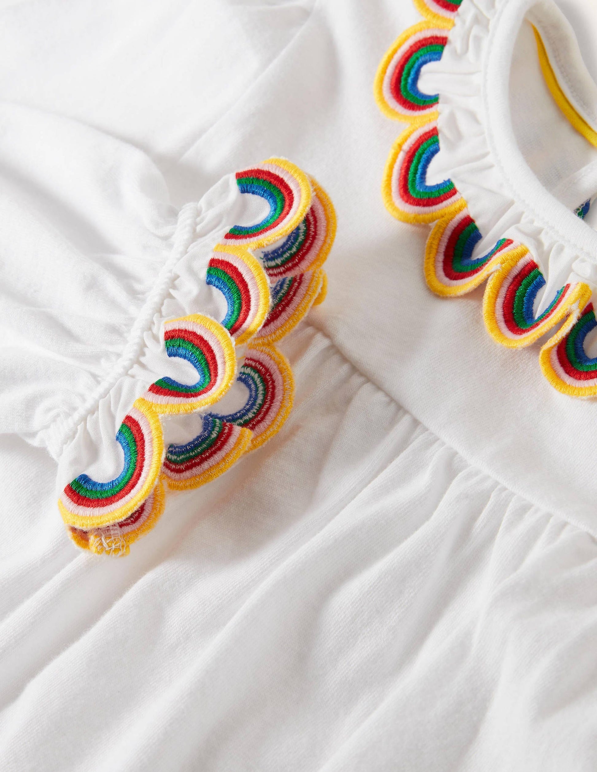 Langärmliges Oberteil mit Regenbogen-Muscheldetail-Weiß-3