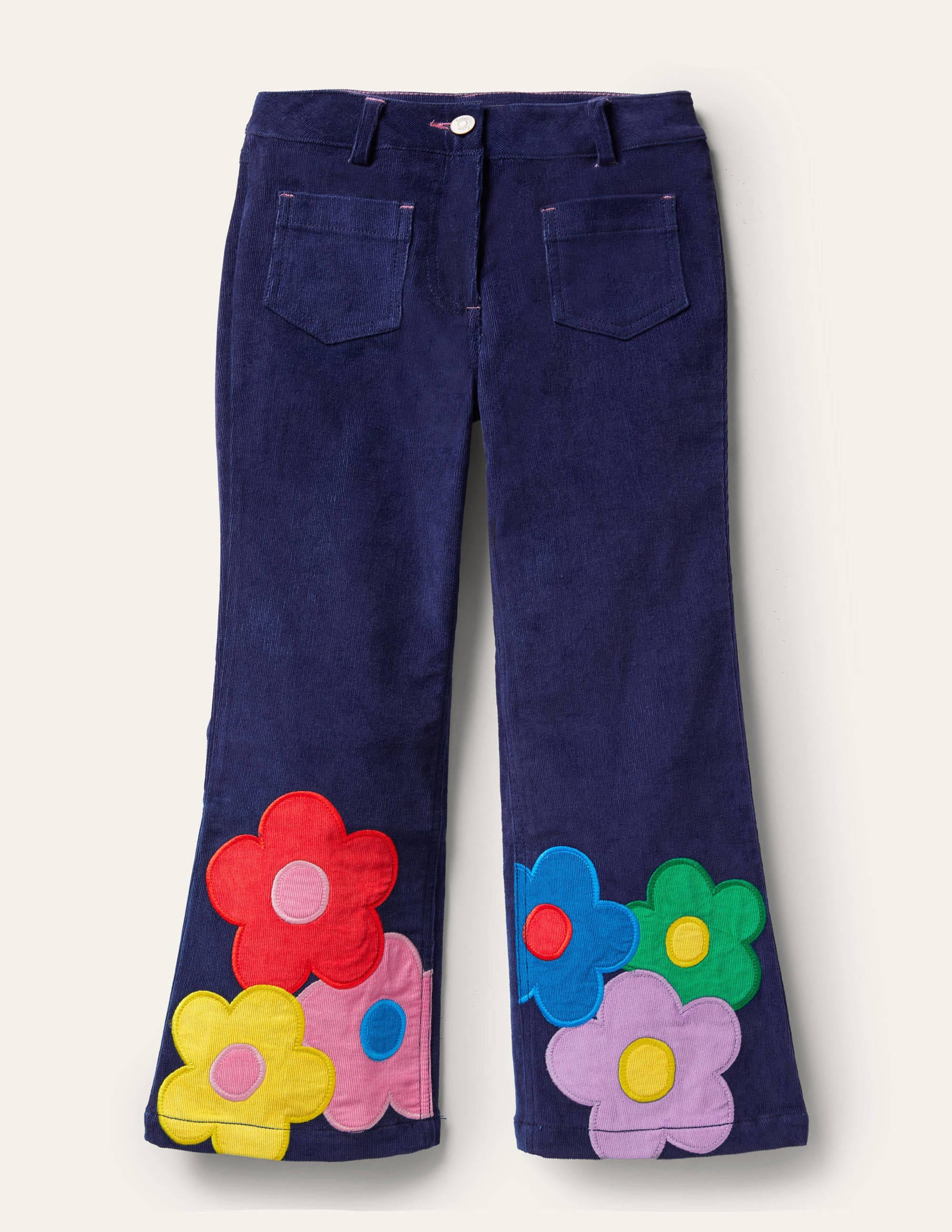 Cordhose mit Blumen-Schuluniform-Navy - Image 1