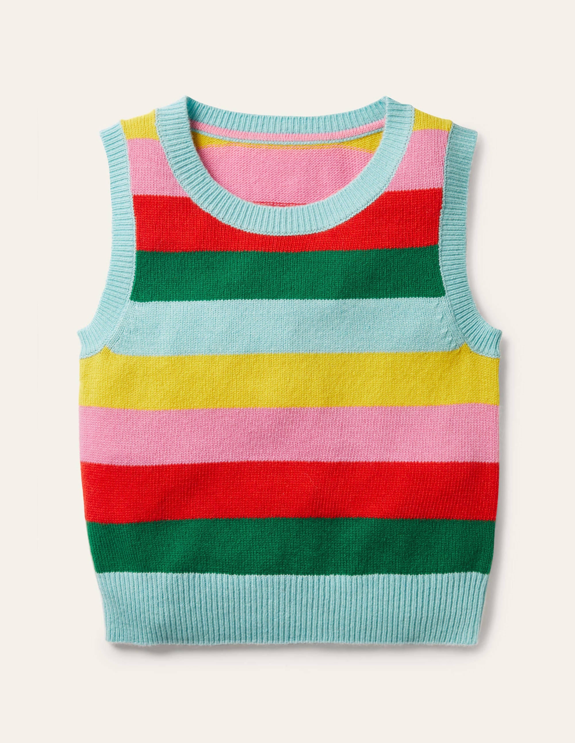 Knitted Stripe Tank Top-Multi Stripe - Image 1