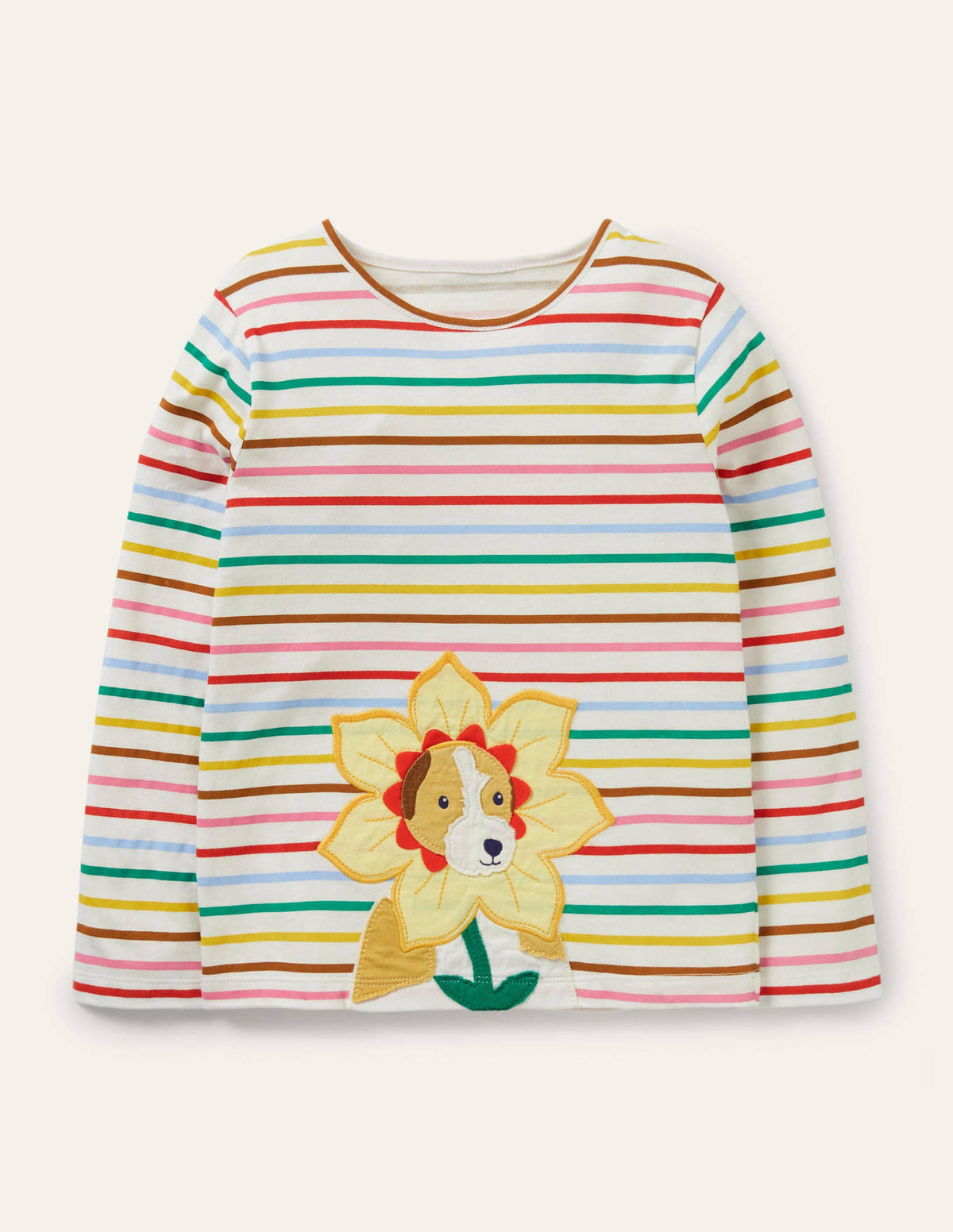 Oberteil mit großer Applikation-Naturweiß, Regenbogen/Hund - Image 1