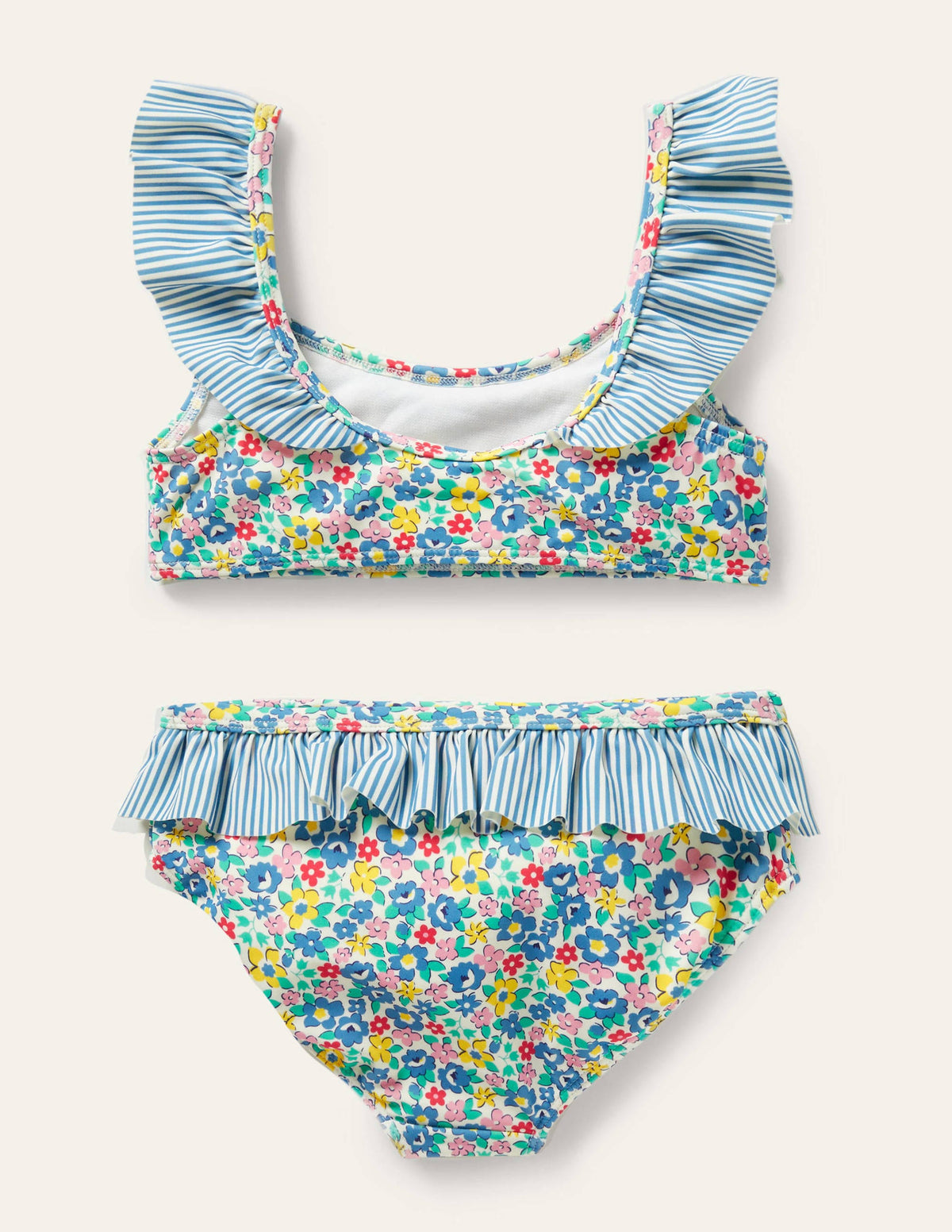 Bikiniset mit Rüschen-Elisabethanisches Blau, Frühlingsblumen-2
