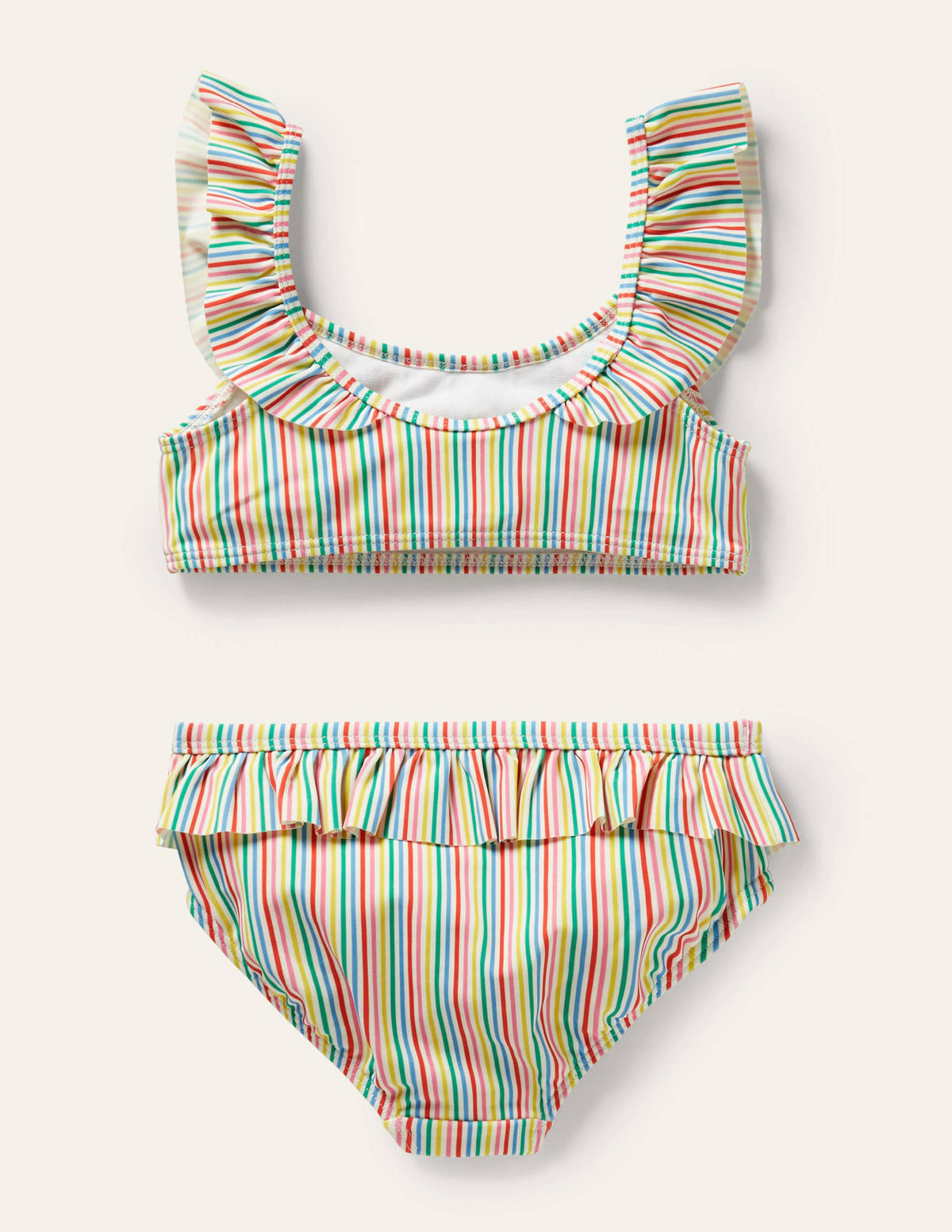 Bikiniset mit Rüschen-Naturweiß/Bunt, Gestreift/Blumen - Image 2
