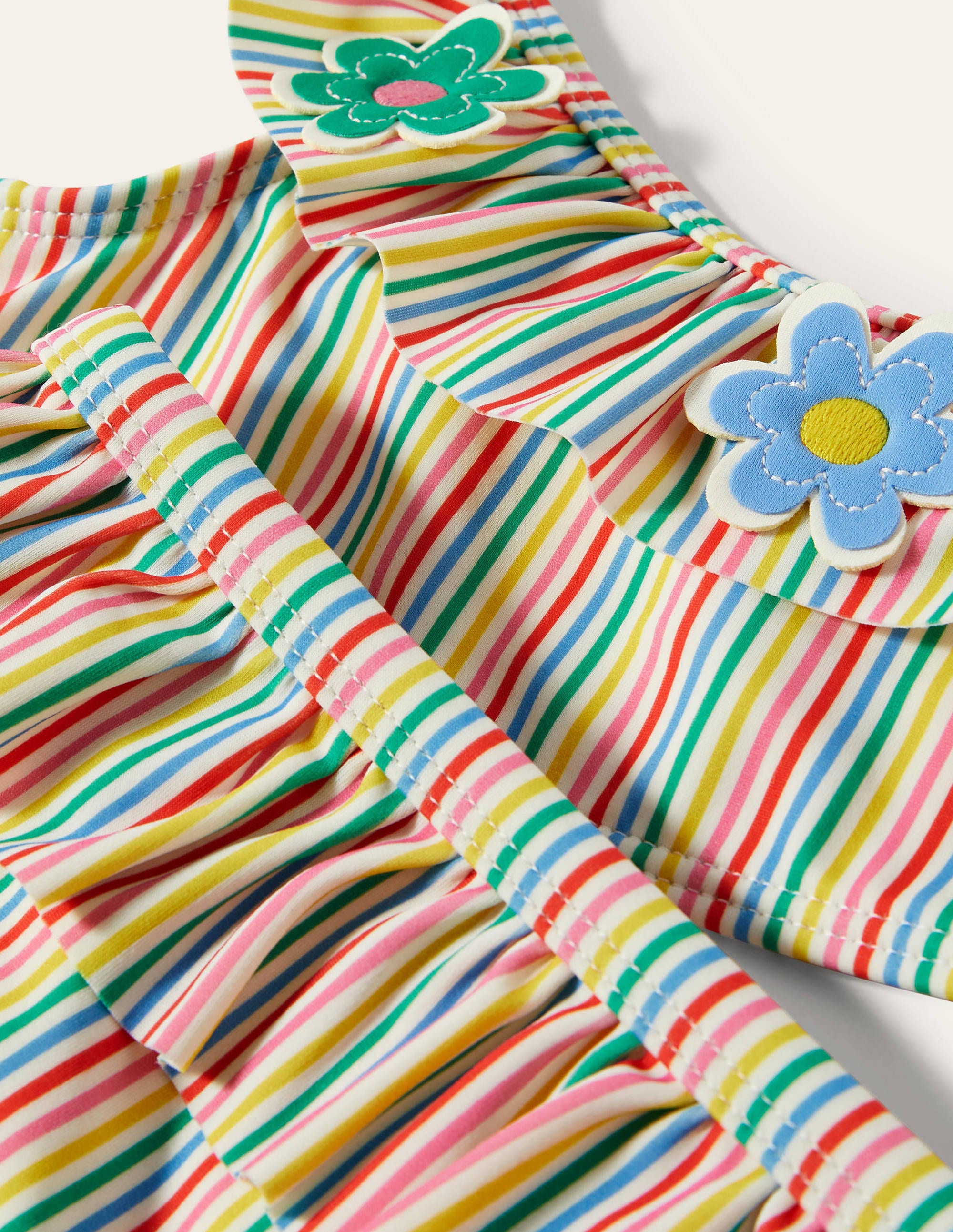 Bikiniset mit Rüschen-Naturweiß/Bunt, Gestreift/Blumen - Image 3
