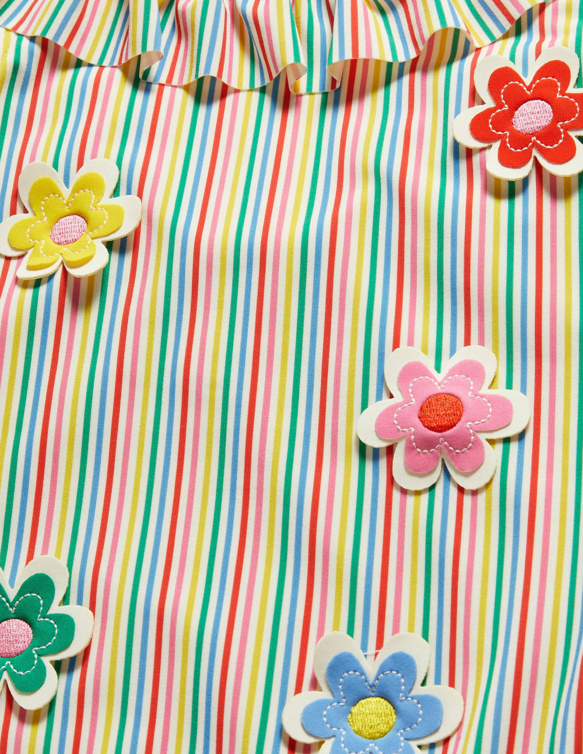 Maillot de bain à encolure volantée-Fleurs ivoire/rayé multi - Image 3