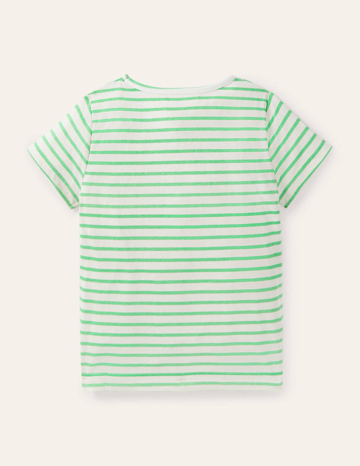 Gestreiftes T-Shirt mit Motiv-Naturweiß/Aloe-Vera-Grün, Erdbeeren-2