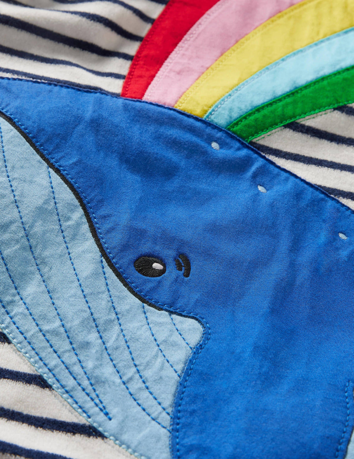 Frottee-Strandkleid mit Applikationen-Naturweiß/Segelblau, Wal - Image 3