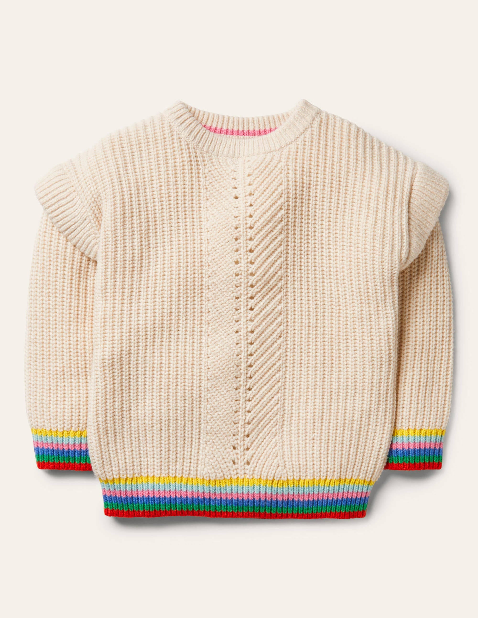 Pullover mit Regenbogen-Rippung-Ecru - Image 1