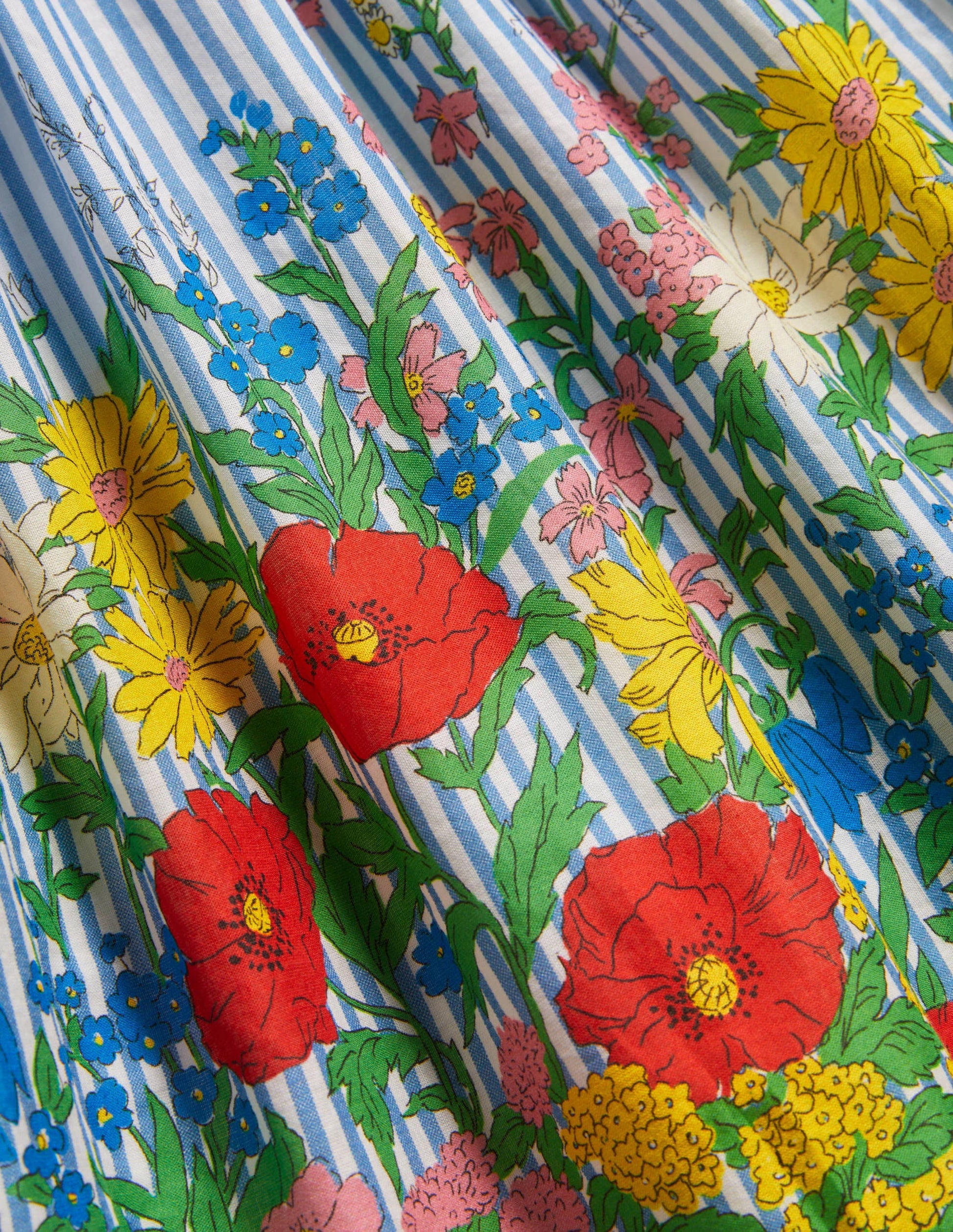 Robe tissée et smockée-Motif floral jacinthe vif-3