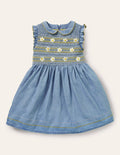 Gesmoktes Webkleid-Faux-Uni