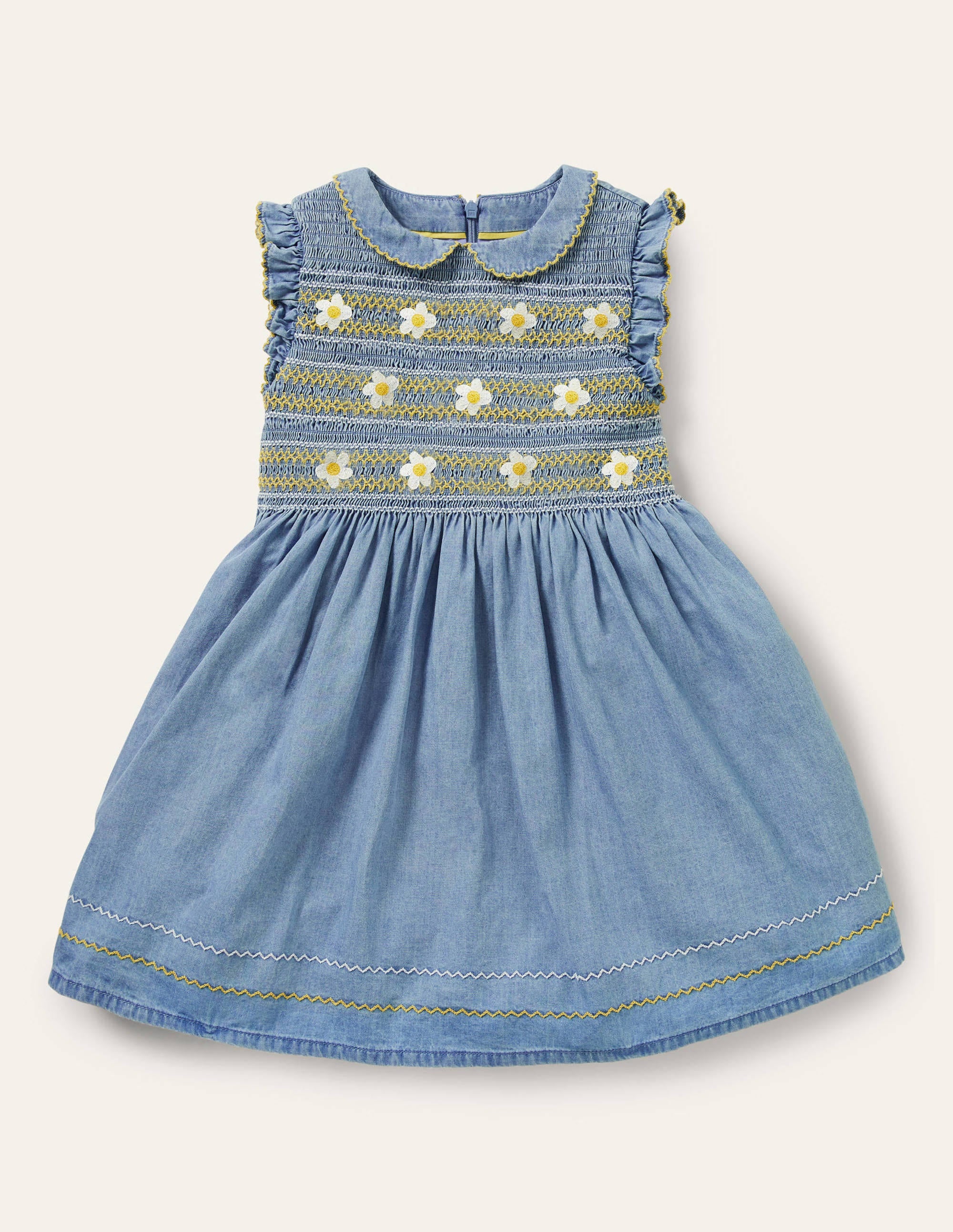 Gesmoktes Webkleid-Faux-Uni - Image 1