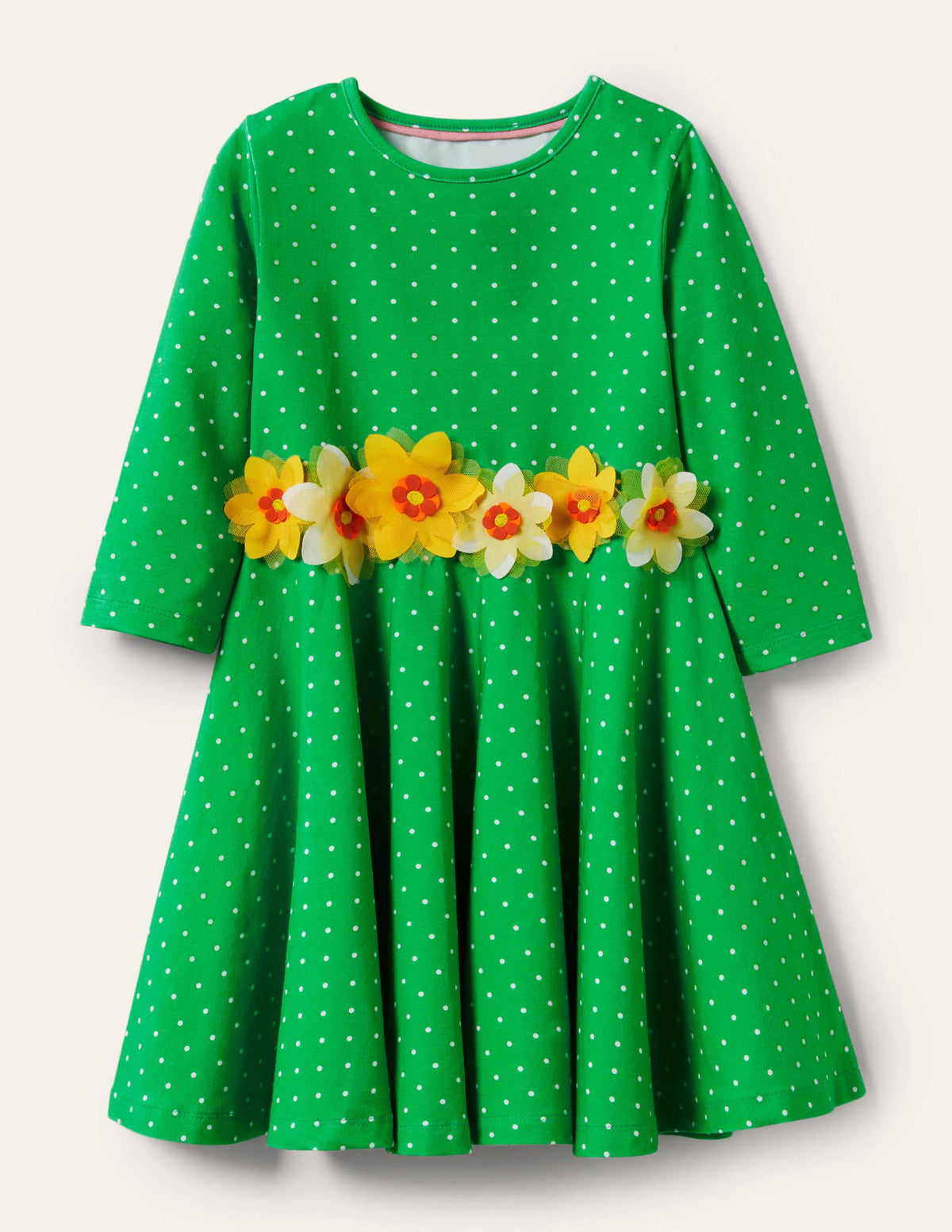 Flutter Detail Twirly Dress-Aloe Green Spot-1
