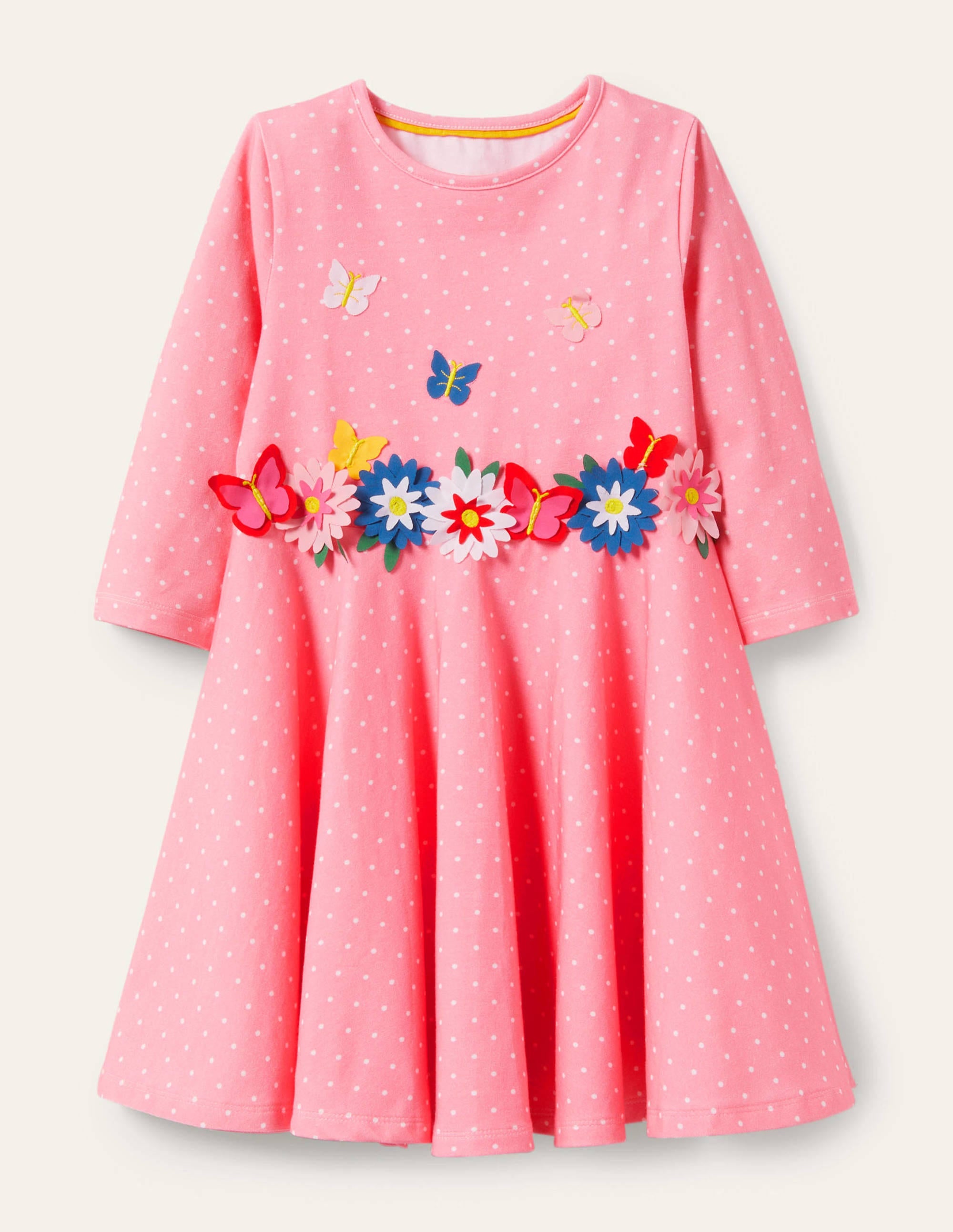 Ausgestelltes Kleid mit Flatterdetail-Hellrosa, Getupft - Image 1