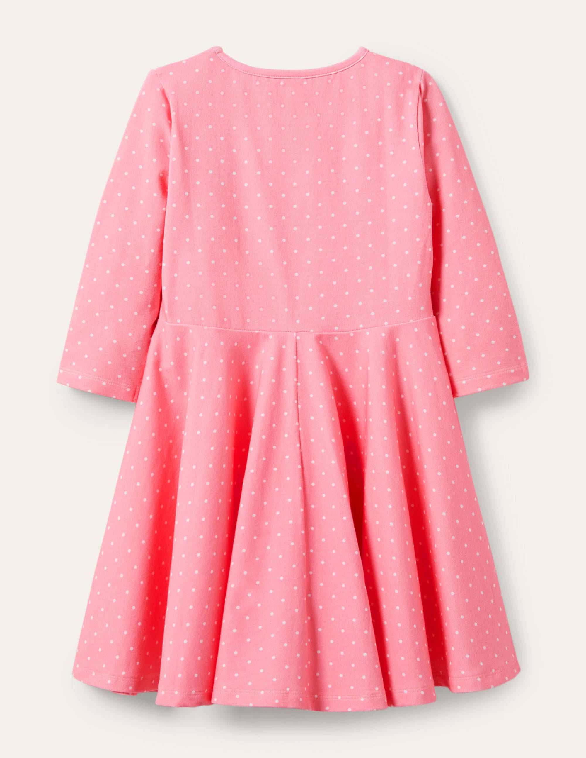 Ausgestelltes Kleid mit Flatterdetail-Hellrosa, Getupft - Image 2