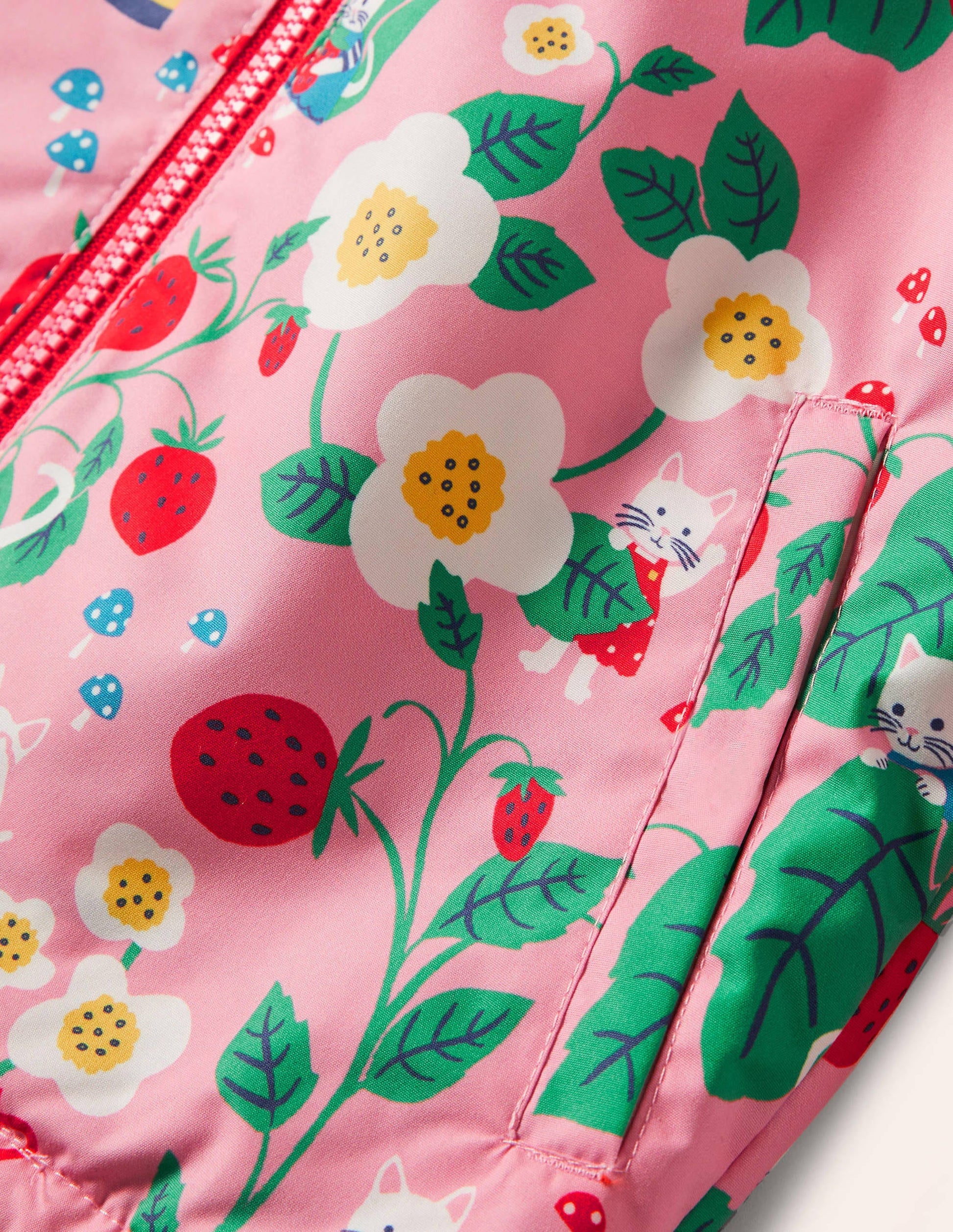 Manteau imperméable doublé de jersey-Motif Strawberry Patch limonade rose-3