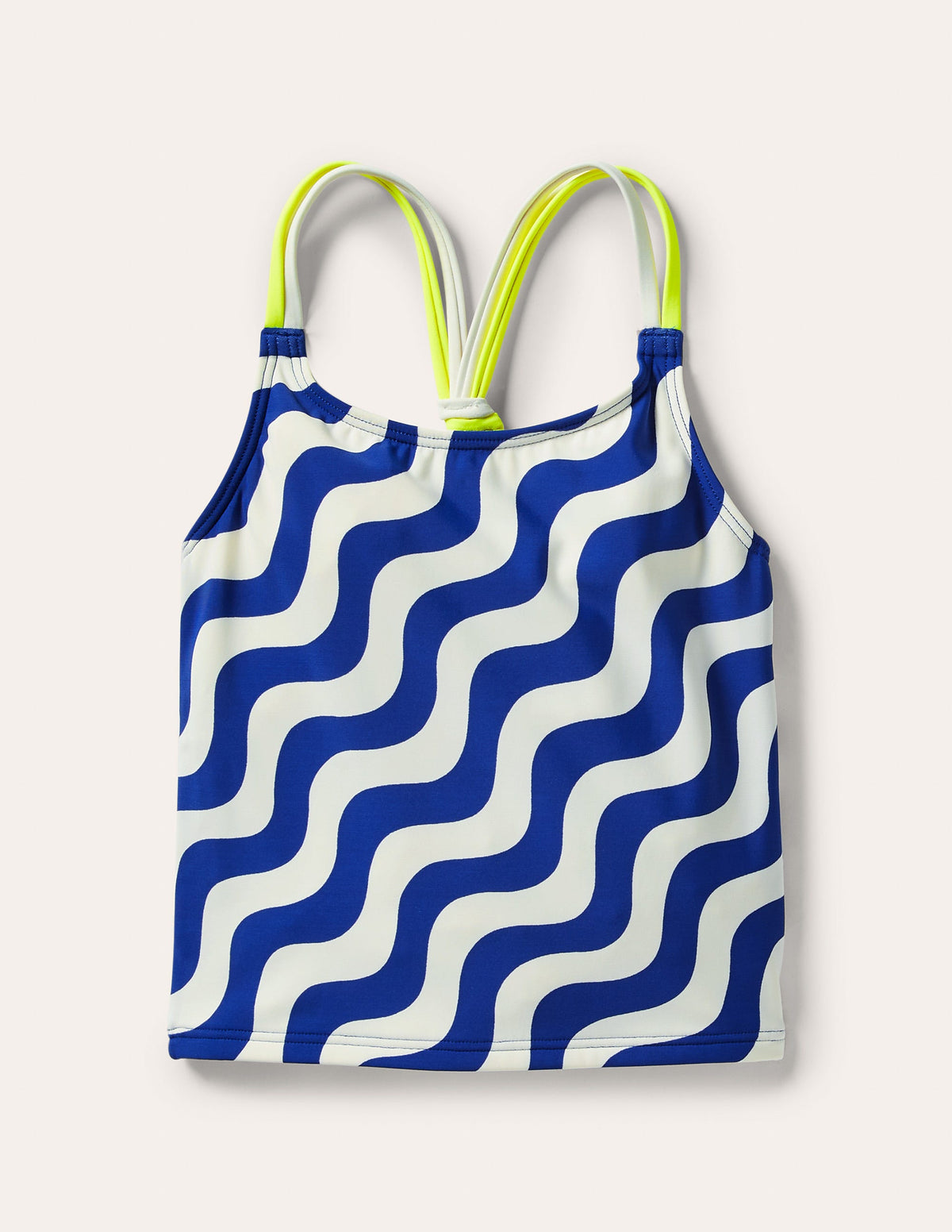 Gemustertes Tankini-Oberteil-Naturweiß/Blau, Welle - Image 1