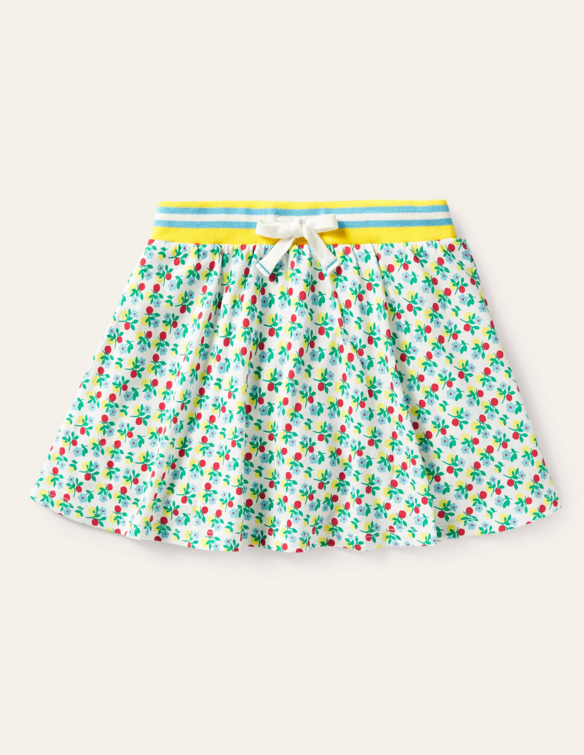 Gemusterter Jersey-Skort-Naturweiß, Beerenblüte - Image 1