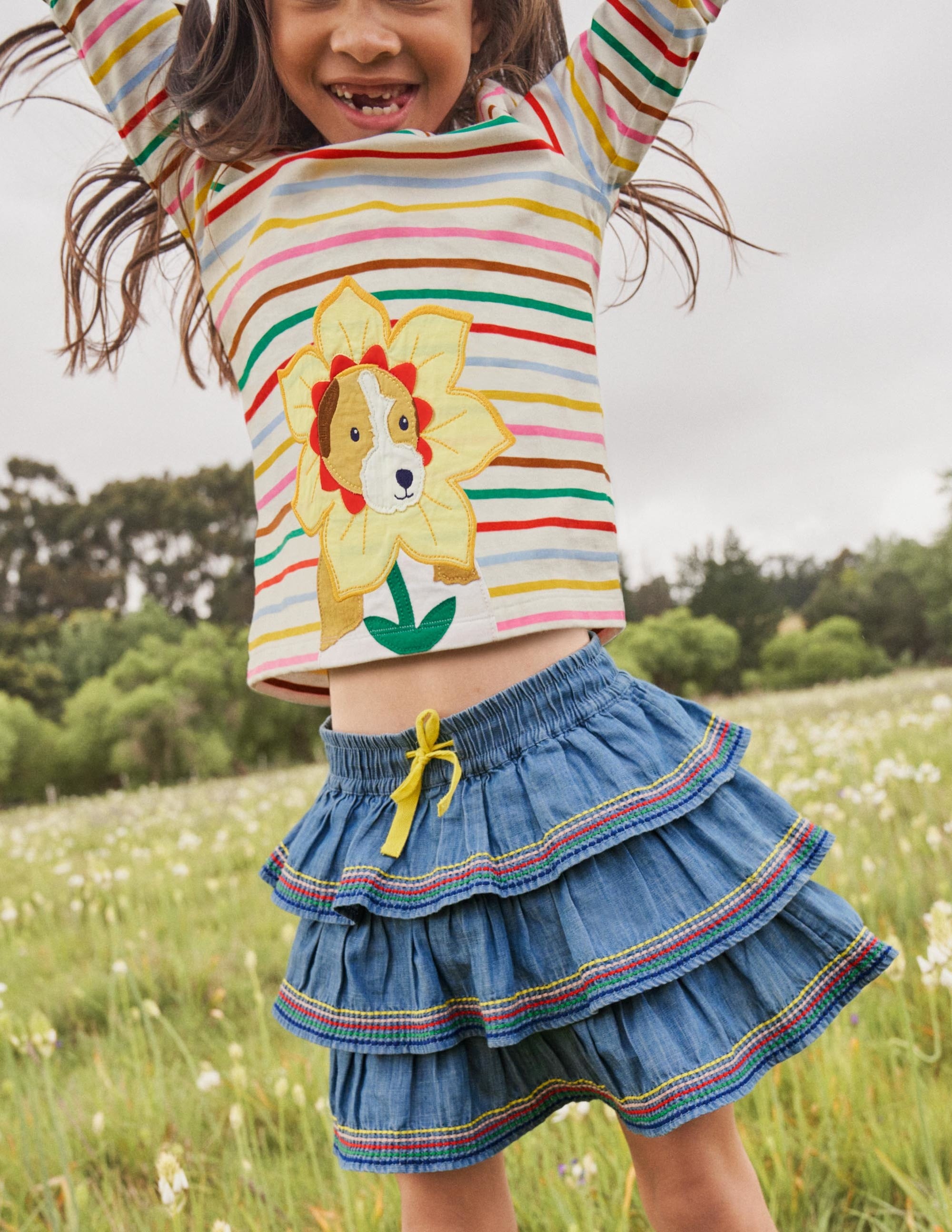 Tiered Woven Skort-Mid Vintage Denim - Image 4