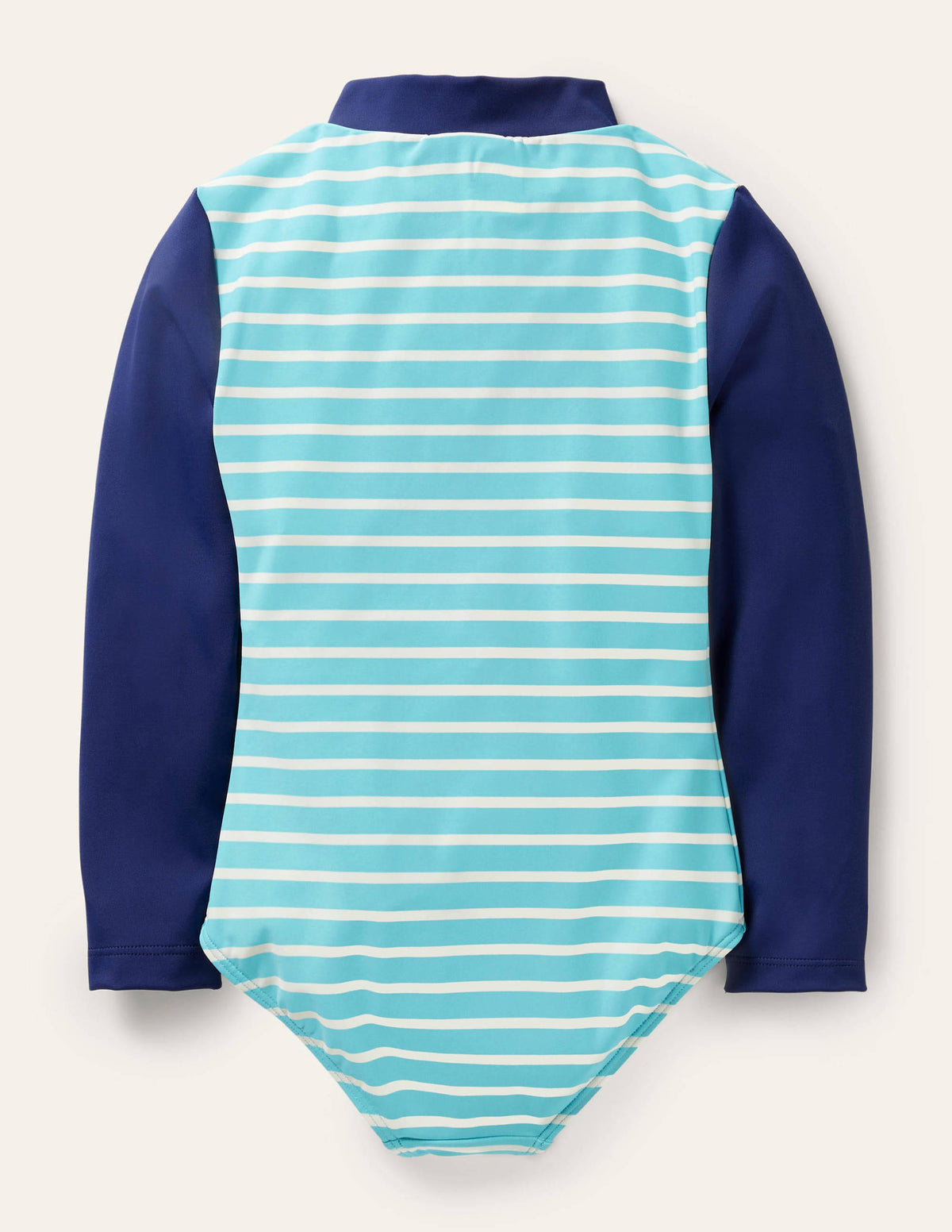 Maillot de bain manches longues à appliqué-Macareux aigue-marine/ivoire-2