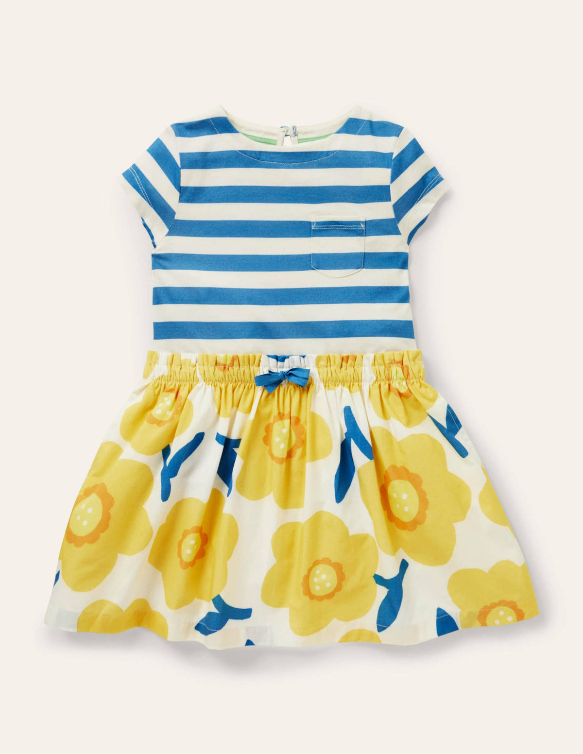 Kurzärmliges Kleid mit Mustermix-Maisgelb, Narzissen - Image 1