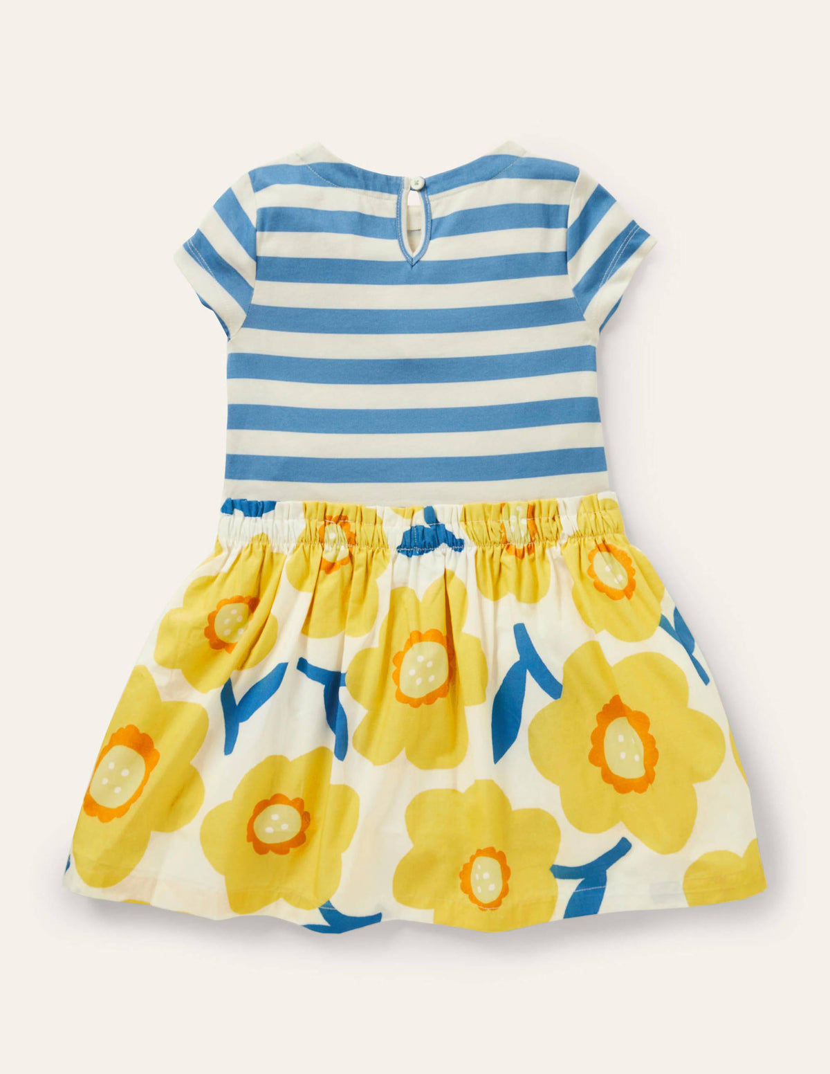 Kurzärmliges Kleid mit Mustermix-Maisgelb, Narzissen - Image 2