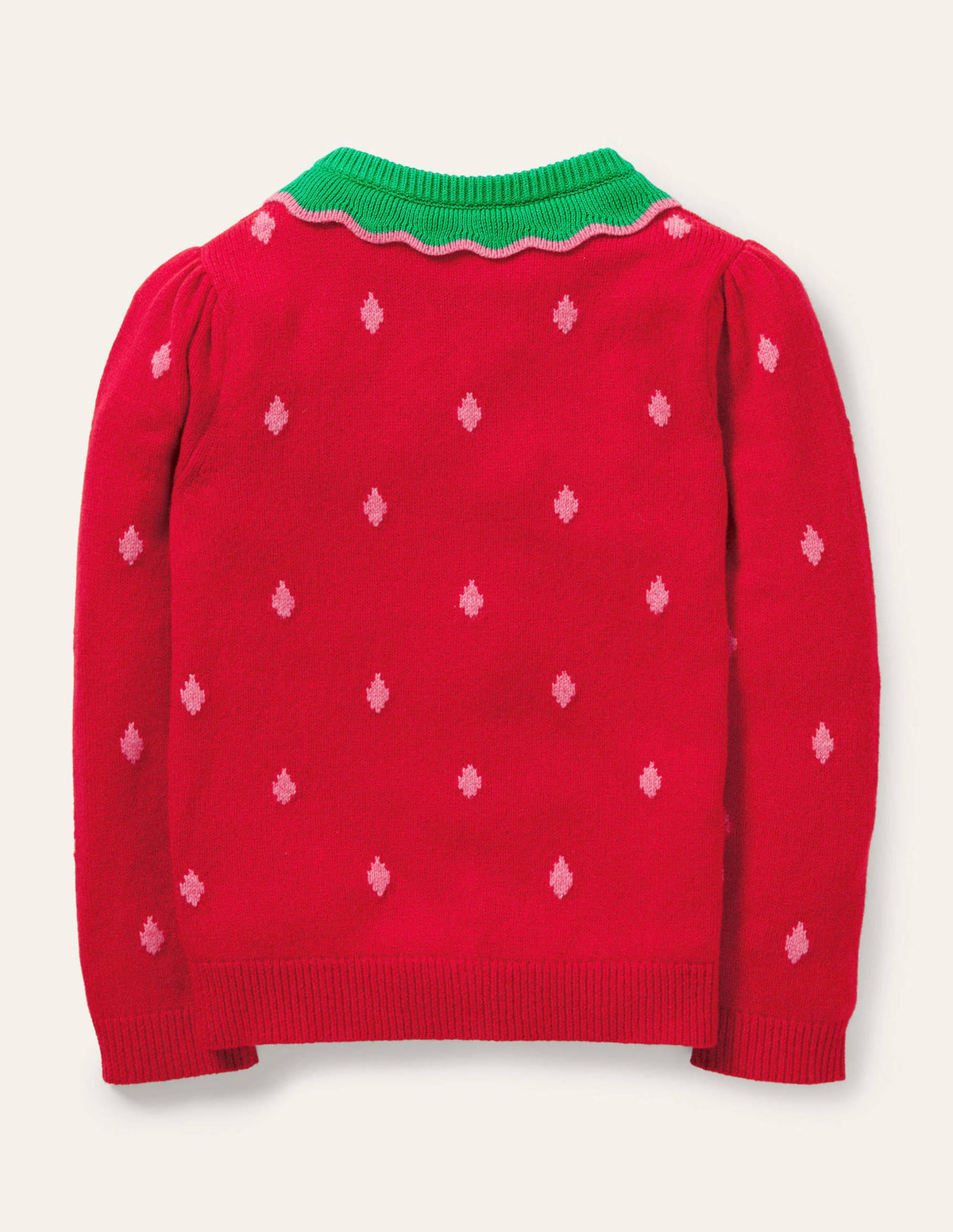 Cardigan mit Erdbeerapplikation-Mohnblumenrot, Erdbeere - Image 2