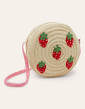 Strohtasche-Natur, Erdbeeren