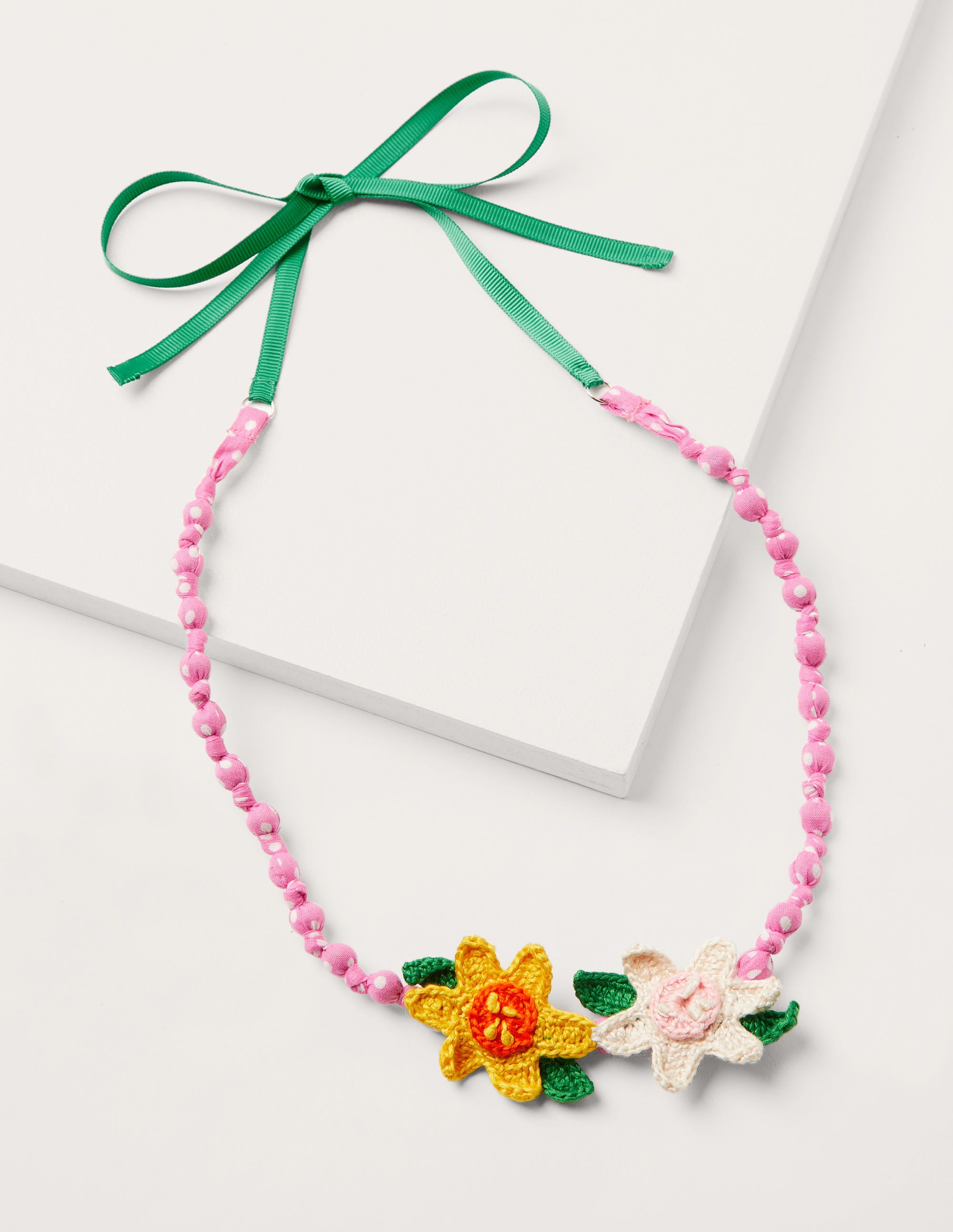Fabric Necklace-Pink Flowers - Image 1
