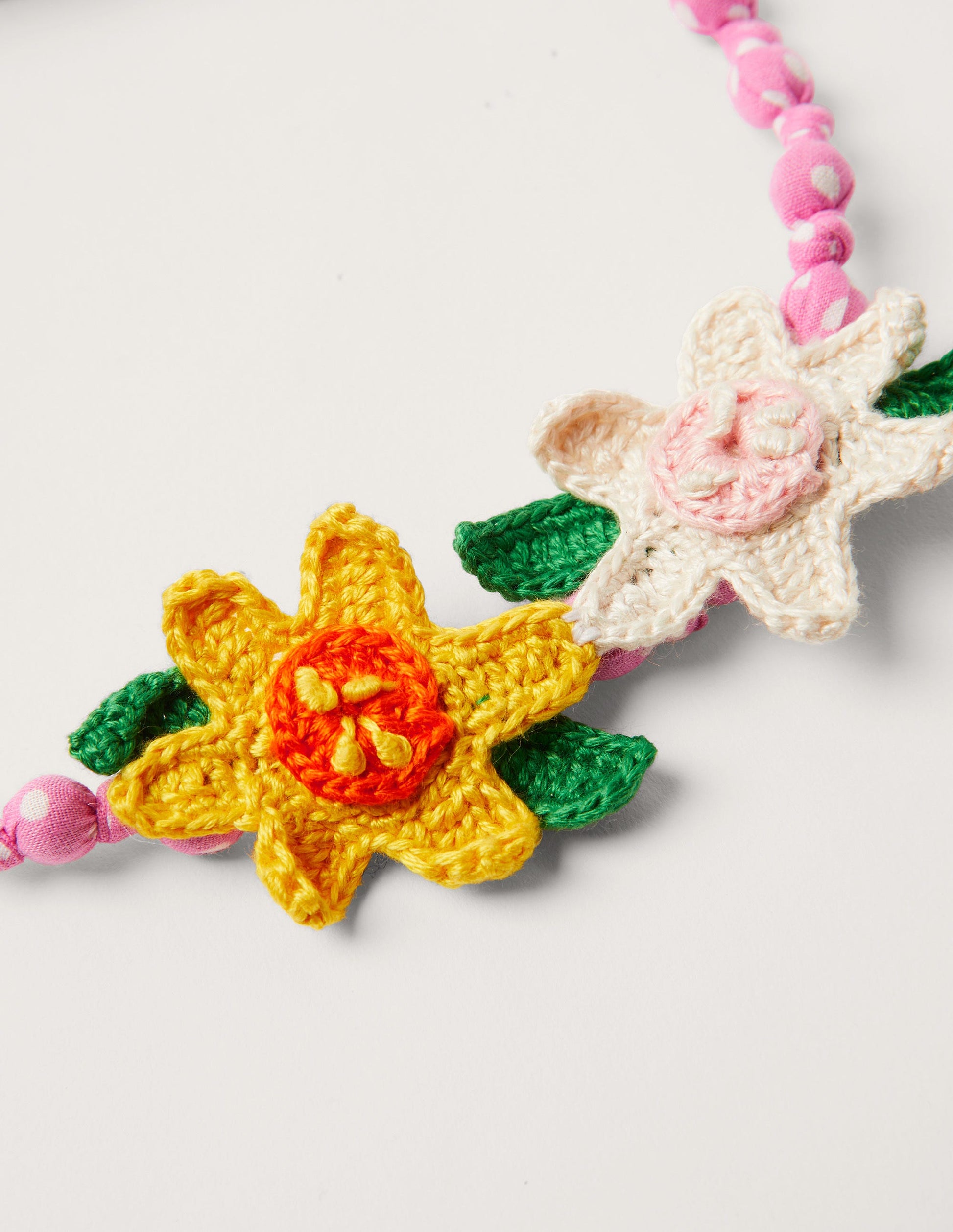 Fabric Necklace-Pink Flowers-2
