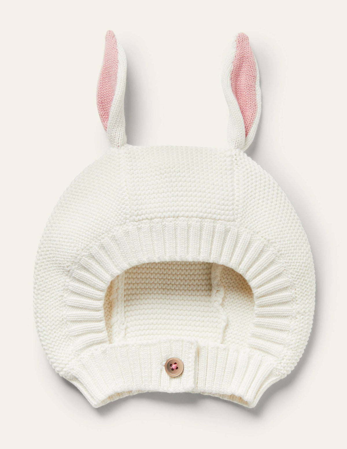 Knitted Bunny Bonnet-Ivory Bunny Ears - Image 1