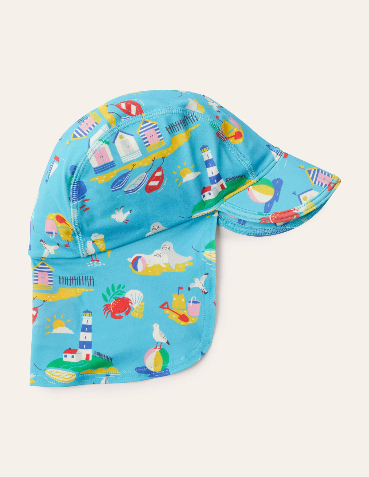 Badehut mit Sonnenschutz (Mädchen Baby)-Wasserblau, Küstenszene-1