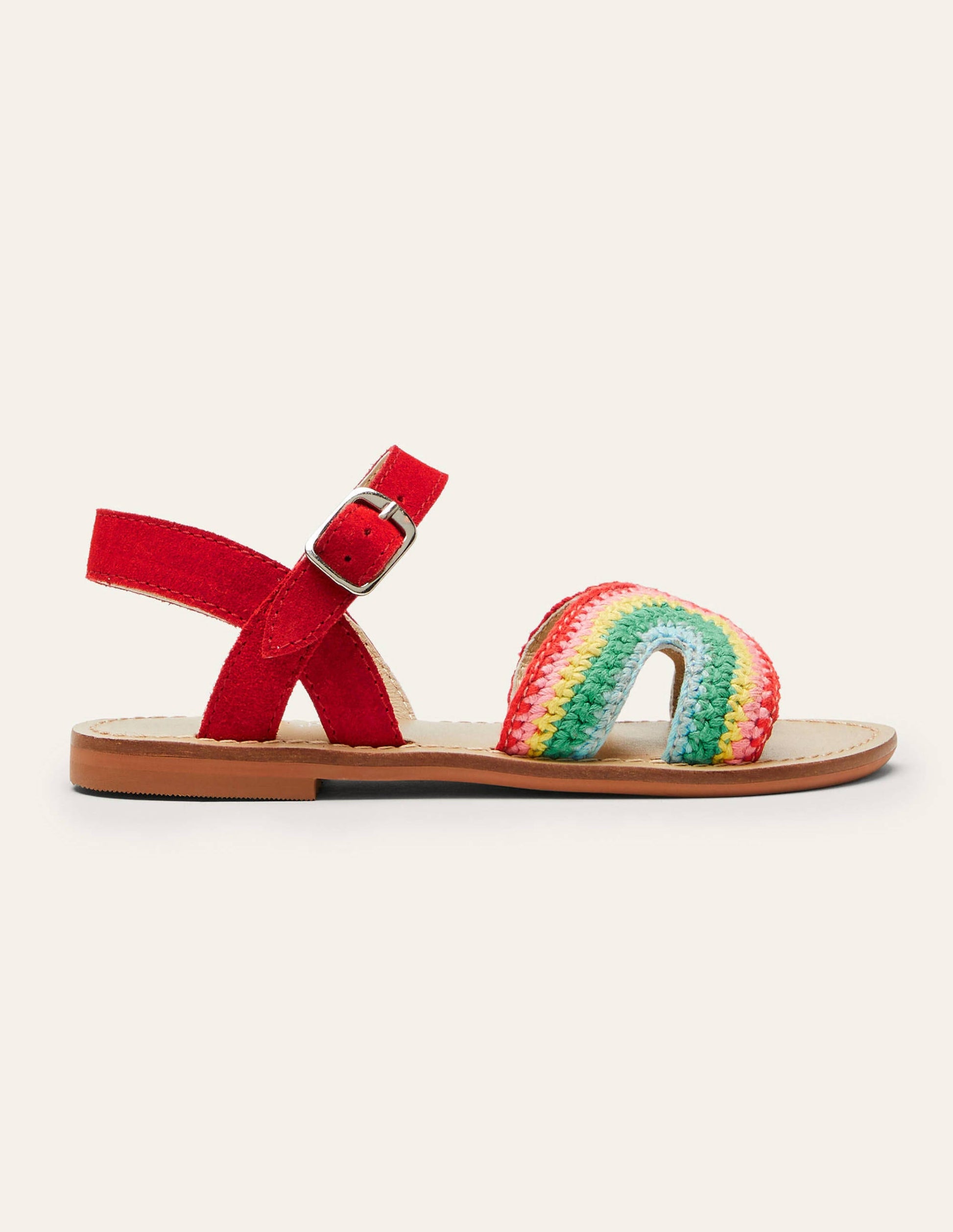 Häkelsandalen-Regenbogen/Rot-2