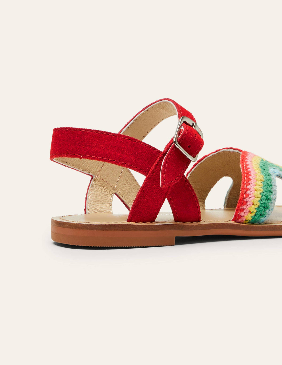 Häkelsandalen-Regenbogen/Rot - Image 3